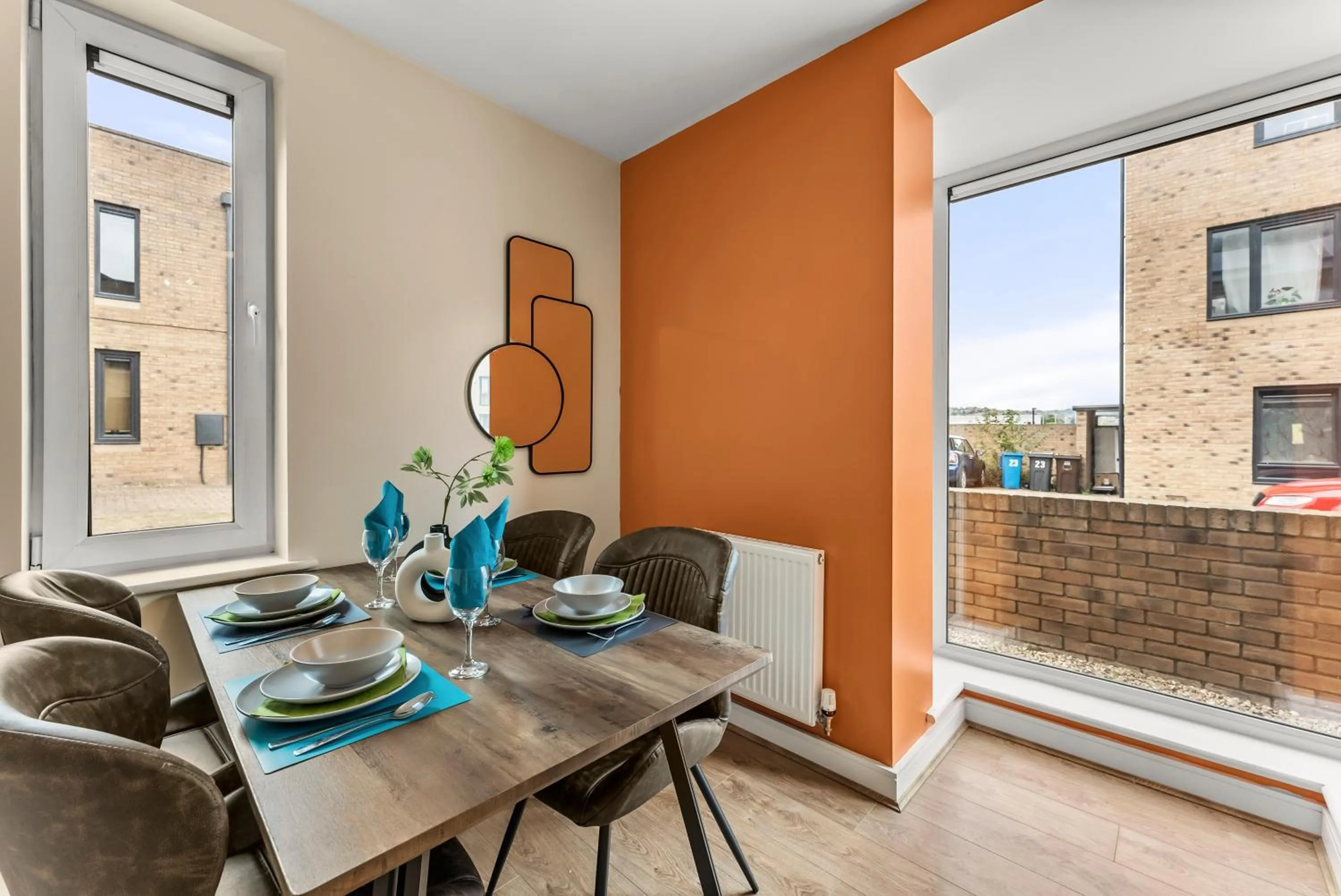 Dining area in Sleek and Stylish 2 Bed with Garden and Parking