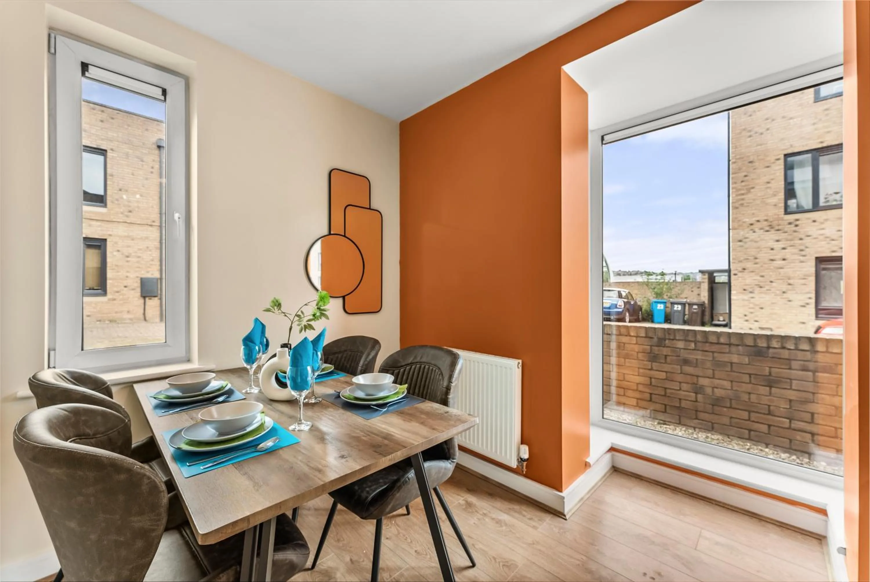 Dining area in Sleek and Stylish 2 Bed with Garden and Parking