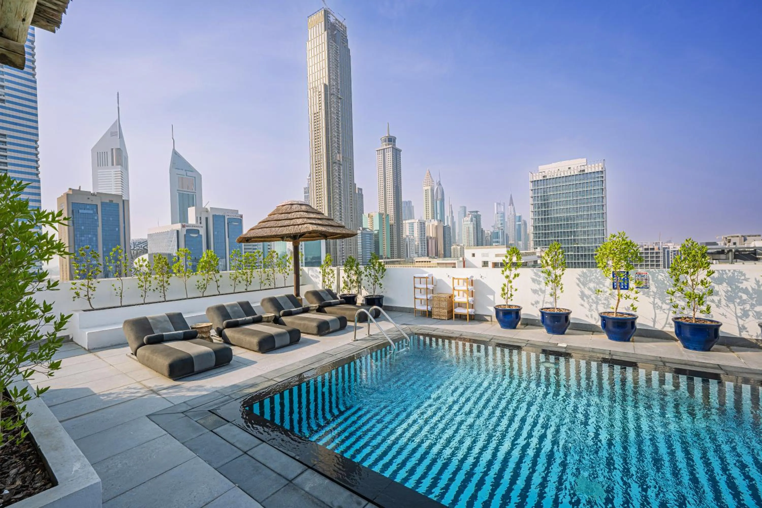 Pool view in Shada Hotel Dubai - فندق شدا دبي