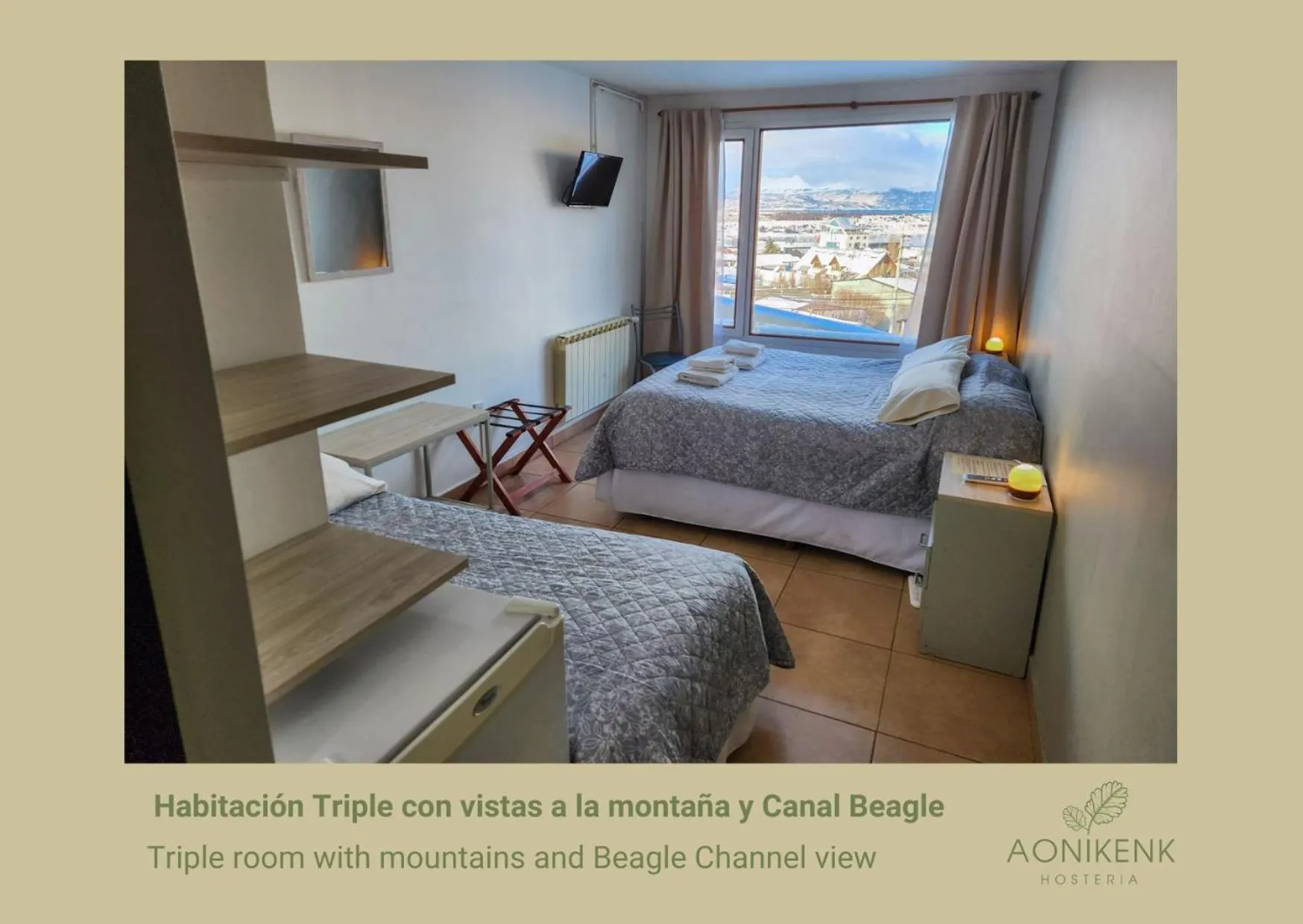 View (from property/room), Bed in Hostería Aonikenk