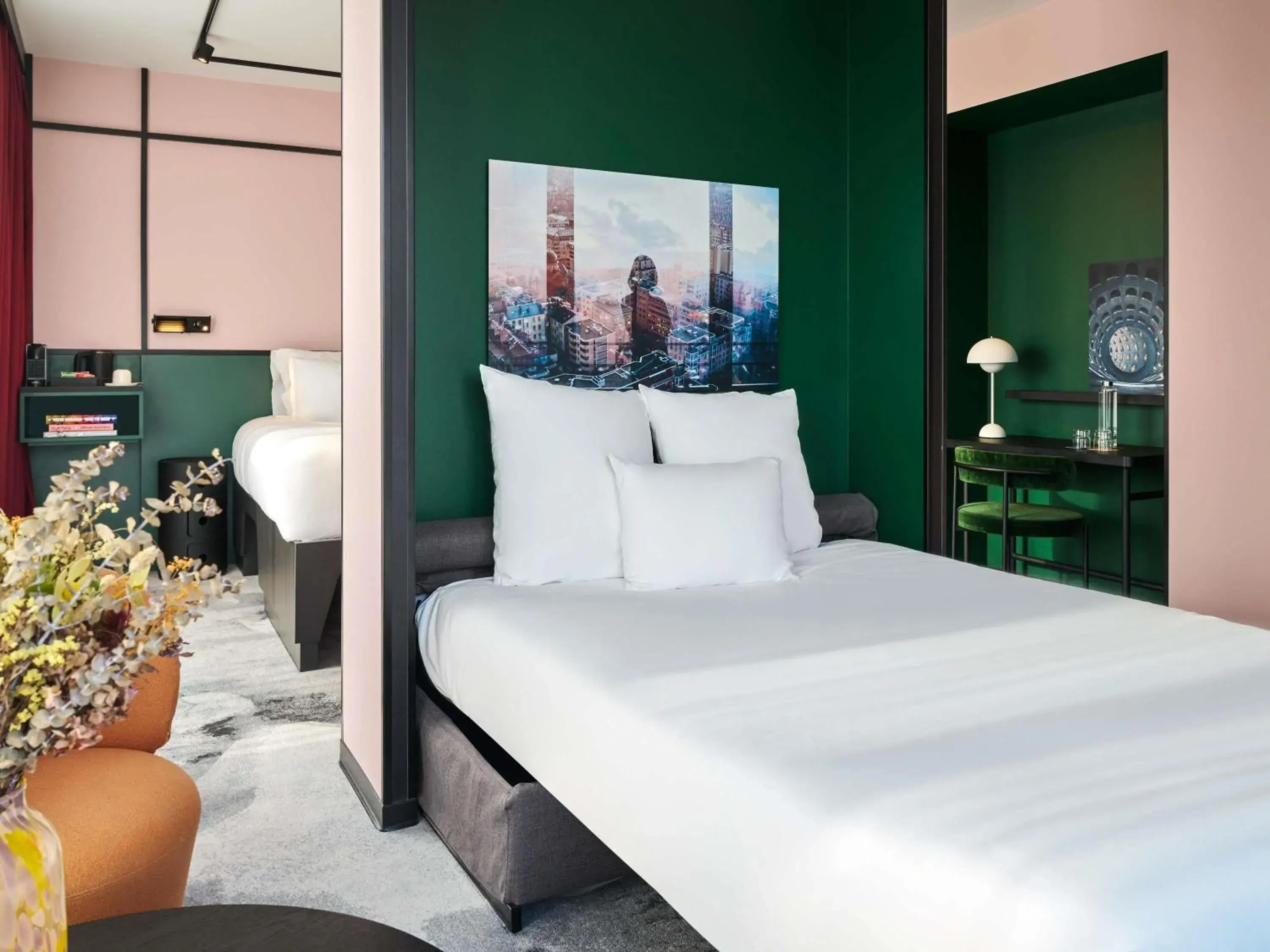 Bedroom, Bed in TRIBE Lyon Croix Rousse Bedroom, Bed in TRIBE Lyon Croix Rousse