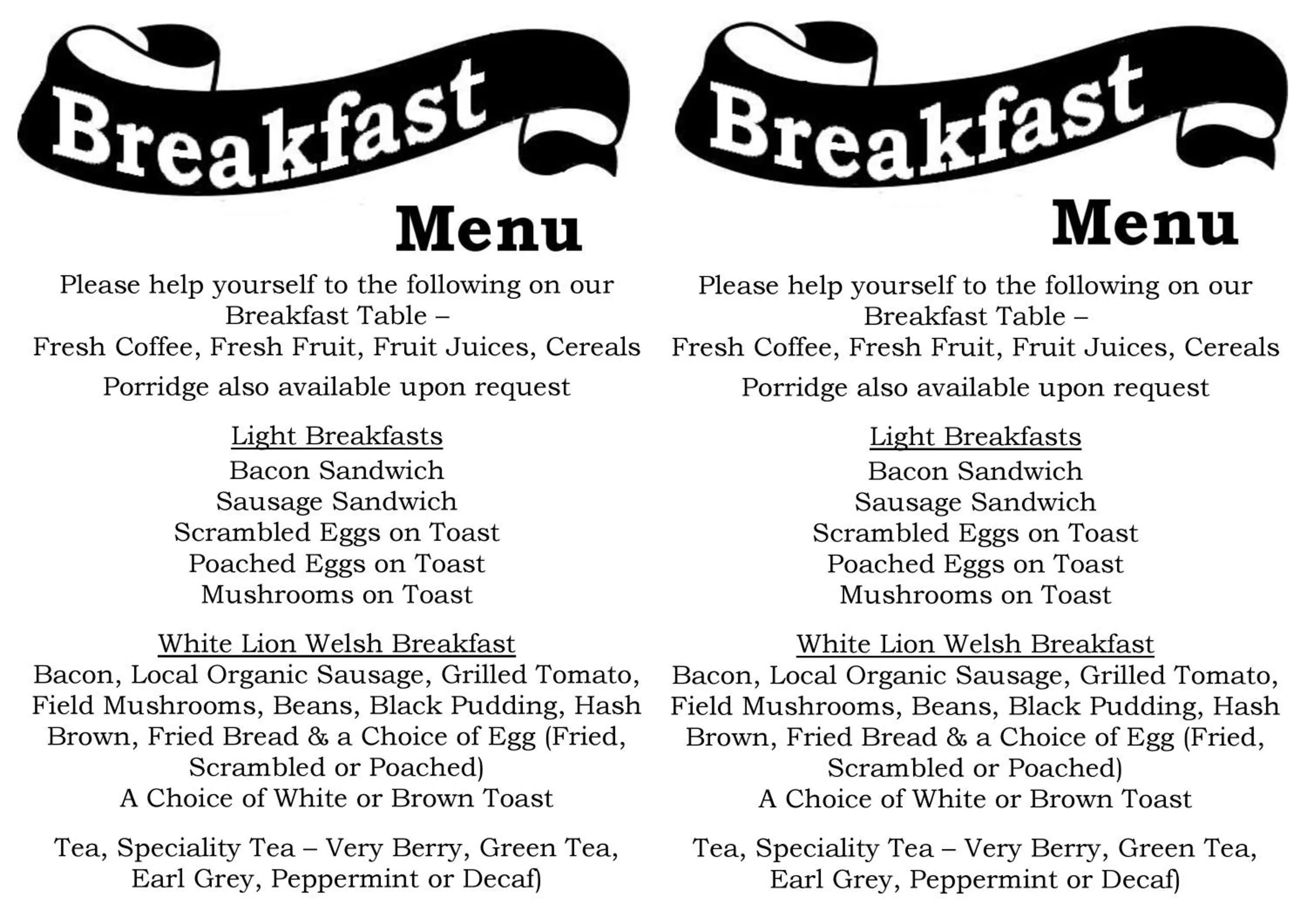 Breakfast in The White Lion Hotel