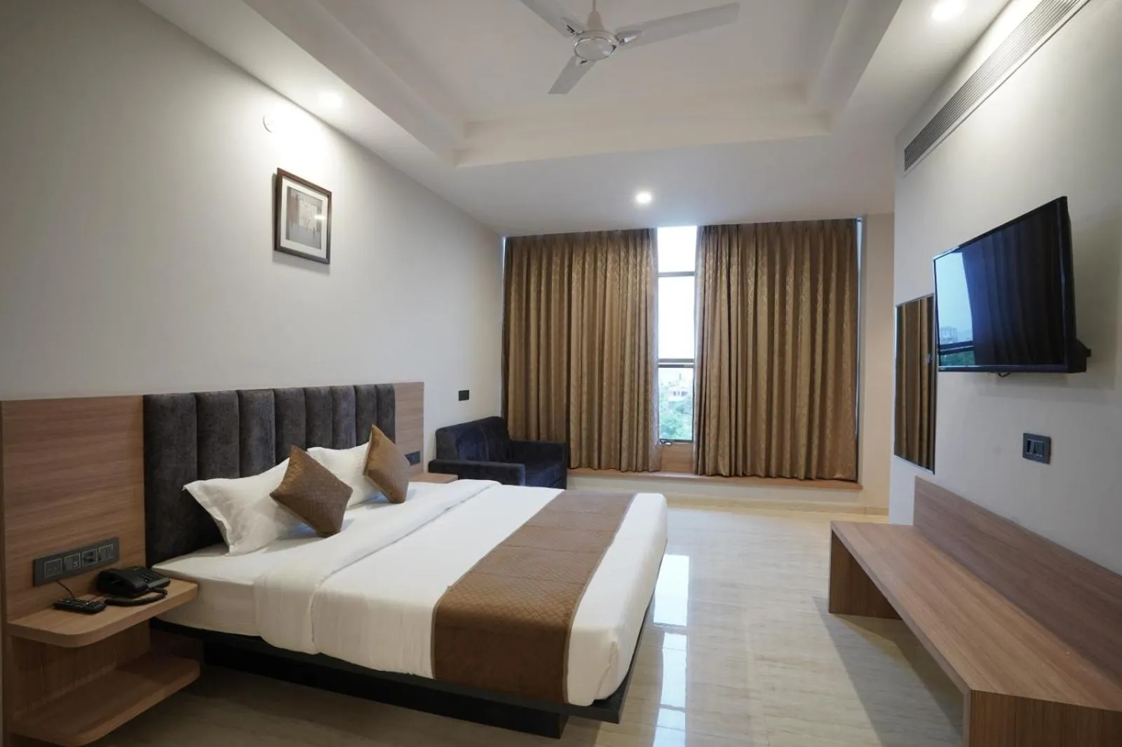 Photo of the whole room, Bed in Hotel Krishna Inn