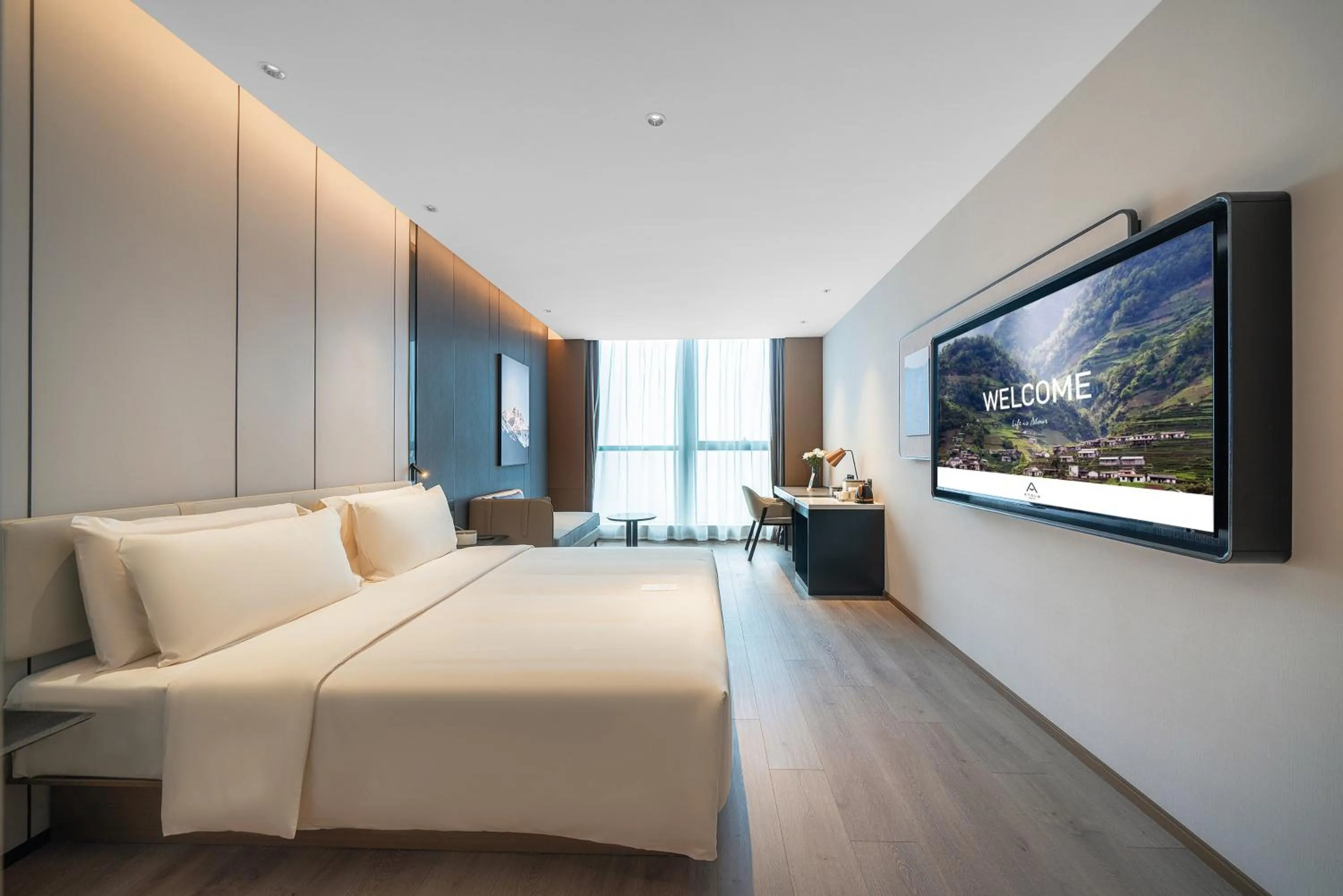 Bed in Atour Hotel Chongqing Liangjiang District Jinke Center