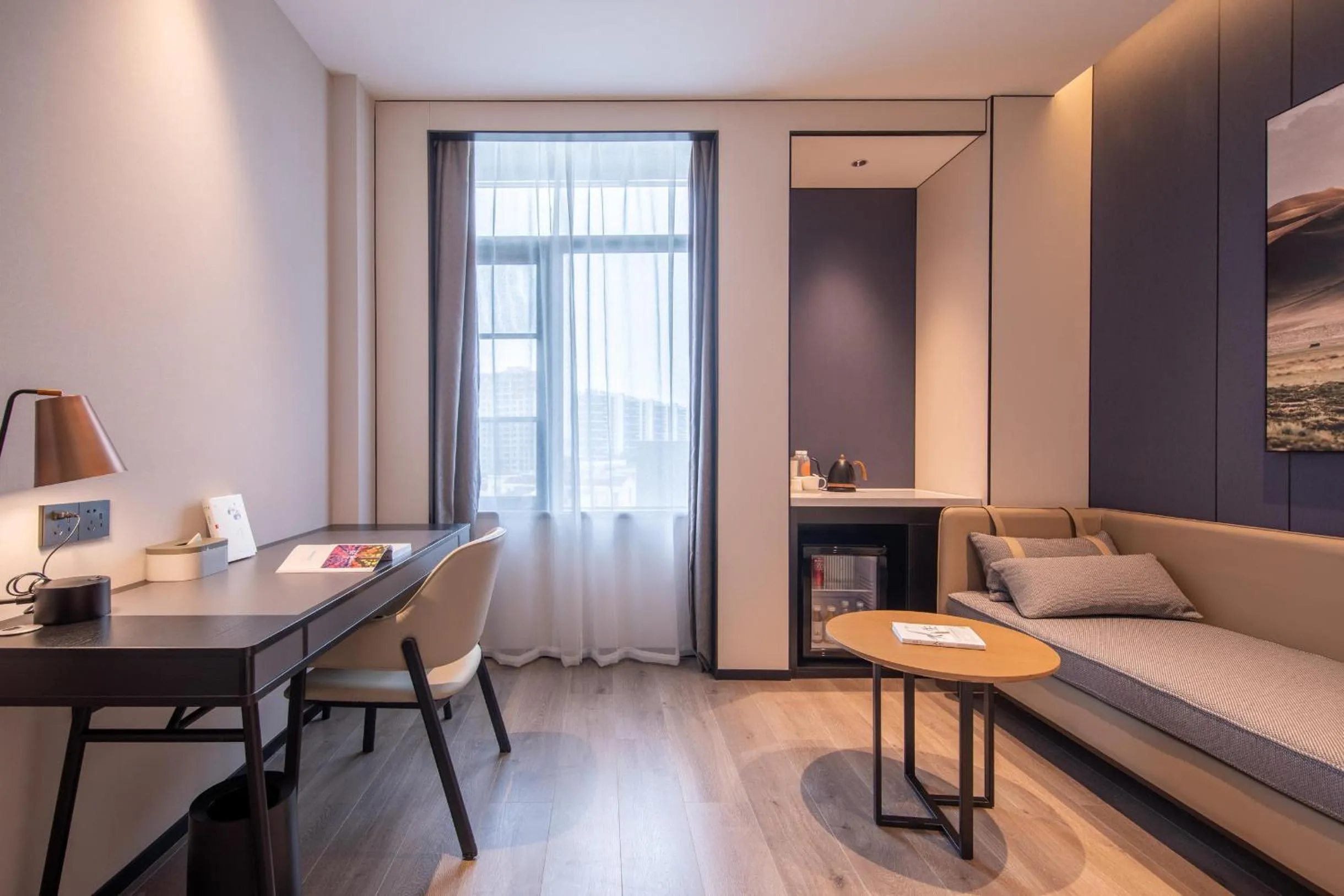 Bed in Atour Hotel Shanwei High-Speed Railway Station Binhai Park