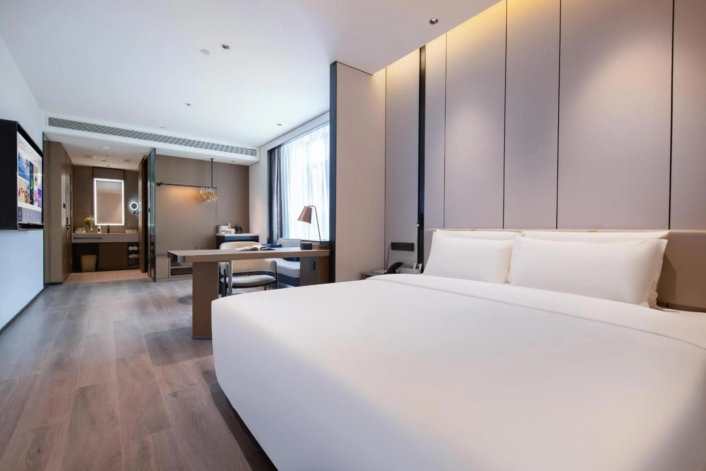Bed in Atour Hotel Shanwei High-Speed Railway Station Binhai Park