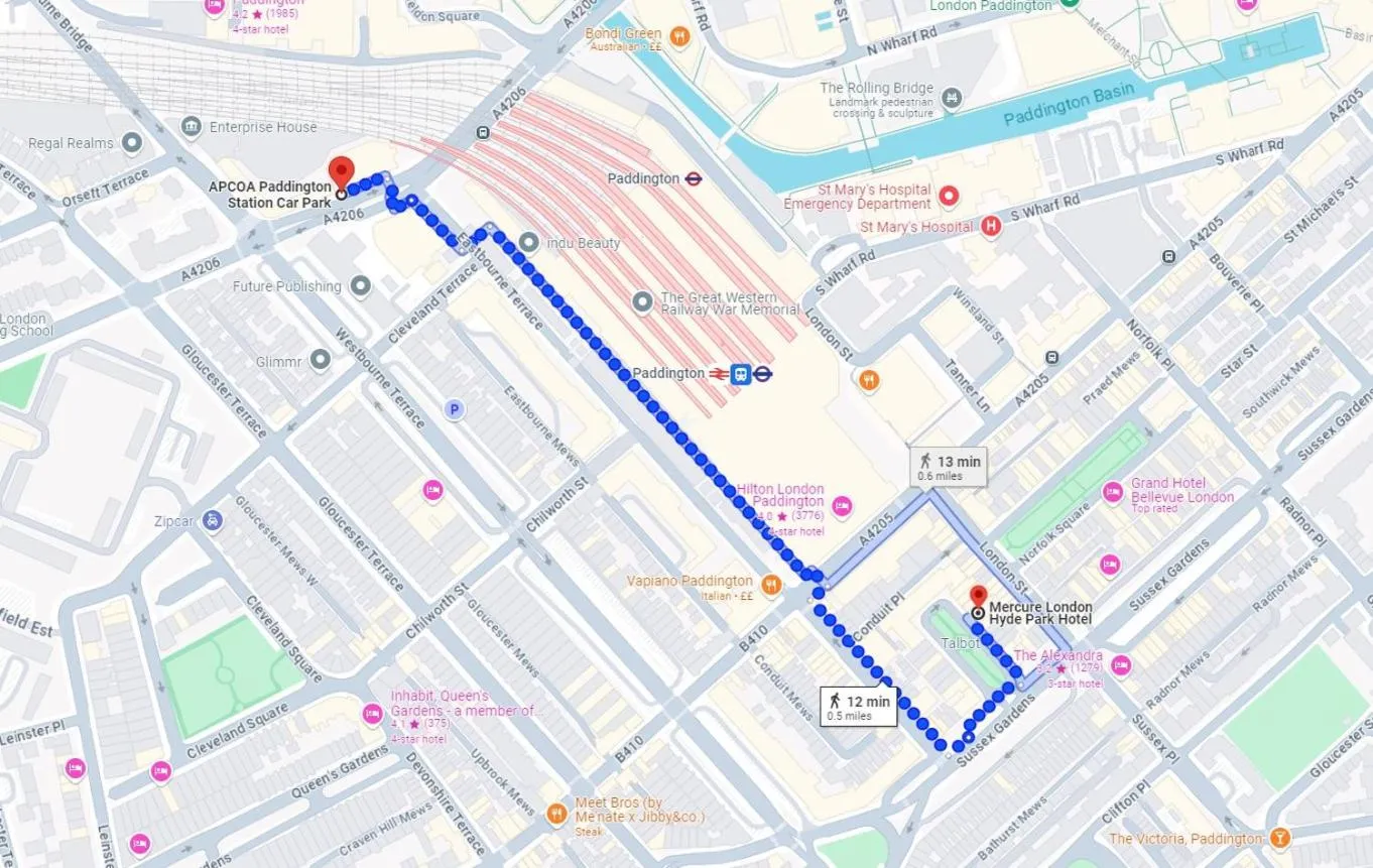 Parking in Mercure London Hyde Park Hotel