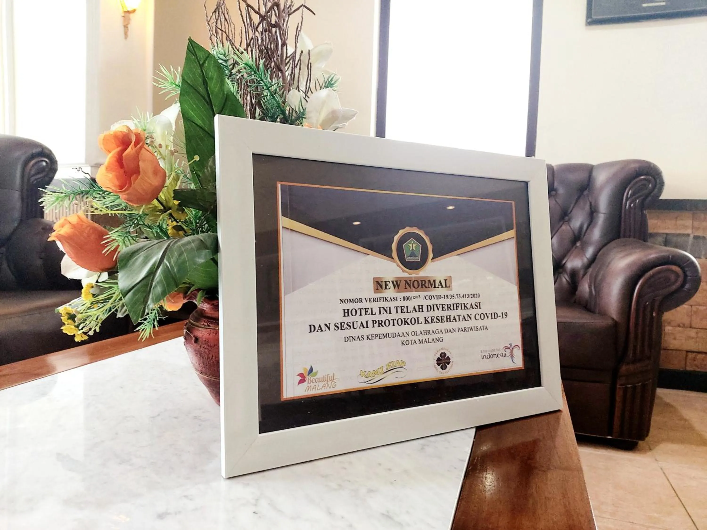 Certificate/Award in Hotel Pelangi Malang, Kayutangan Heritage