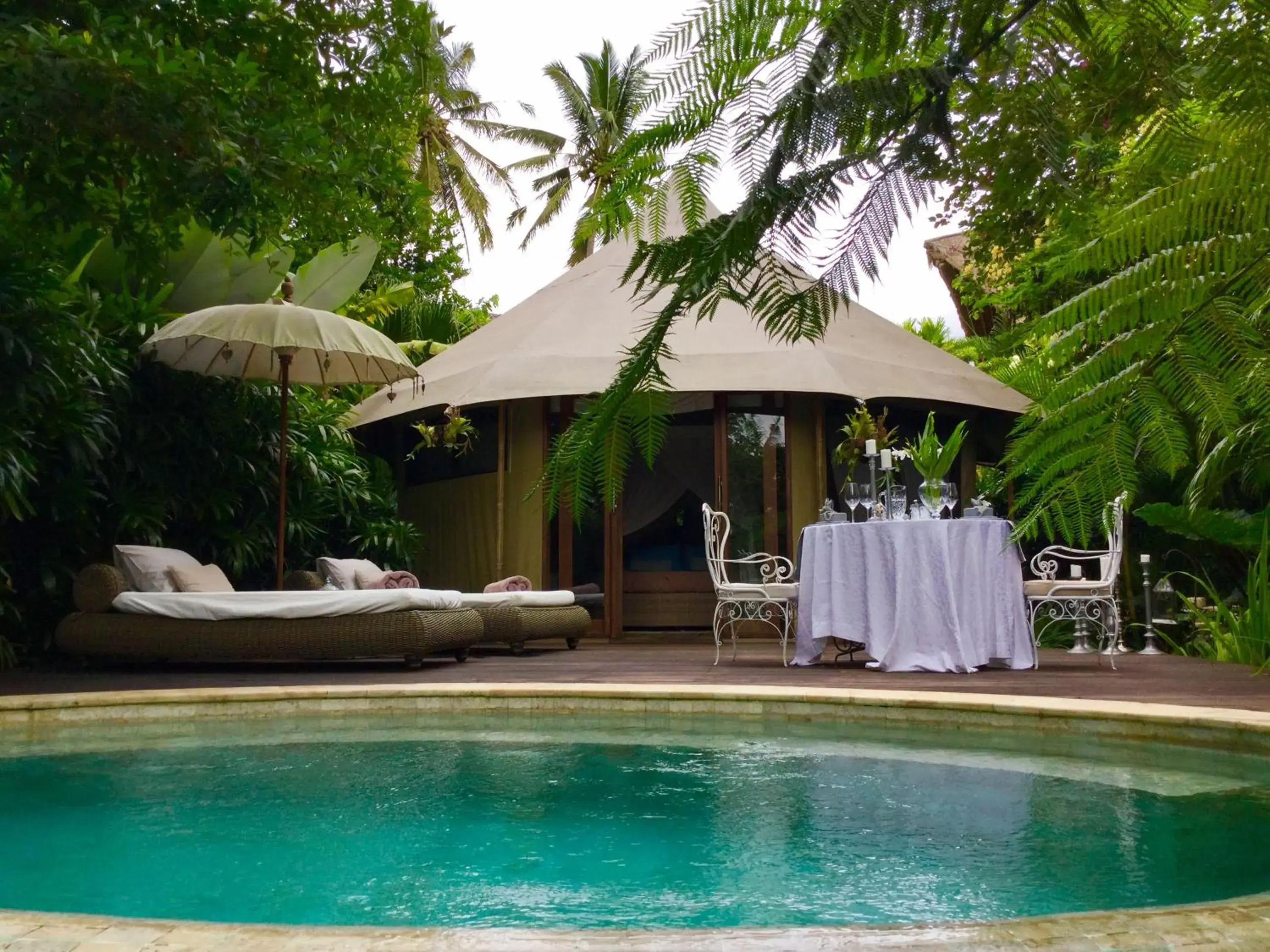 Pool view in Sandat Glamping Tents Pool view in Sandat Glamping Tents