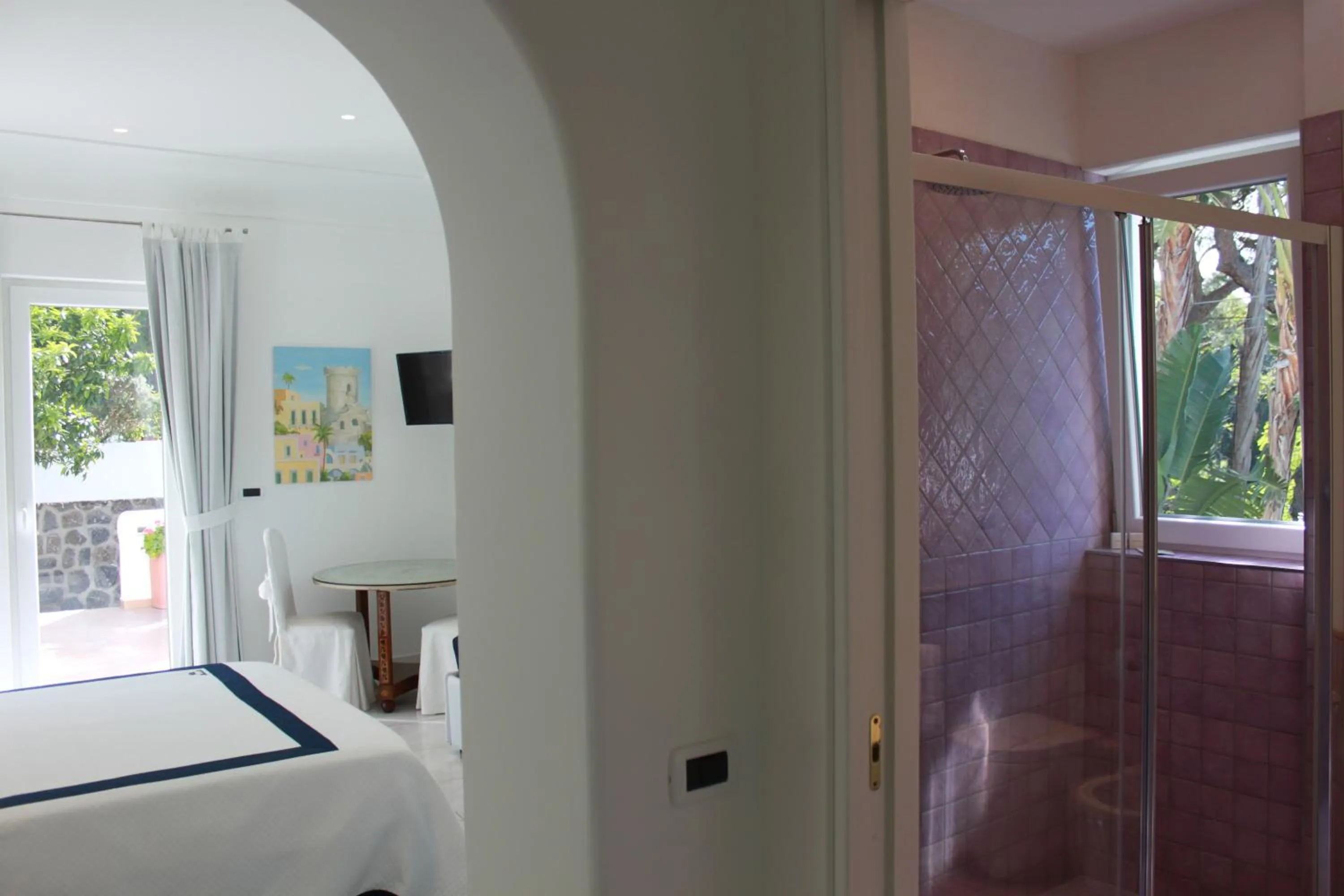 Bathroom, Bed in Villa Marinella