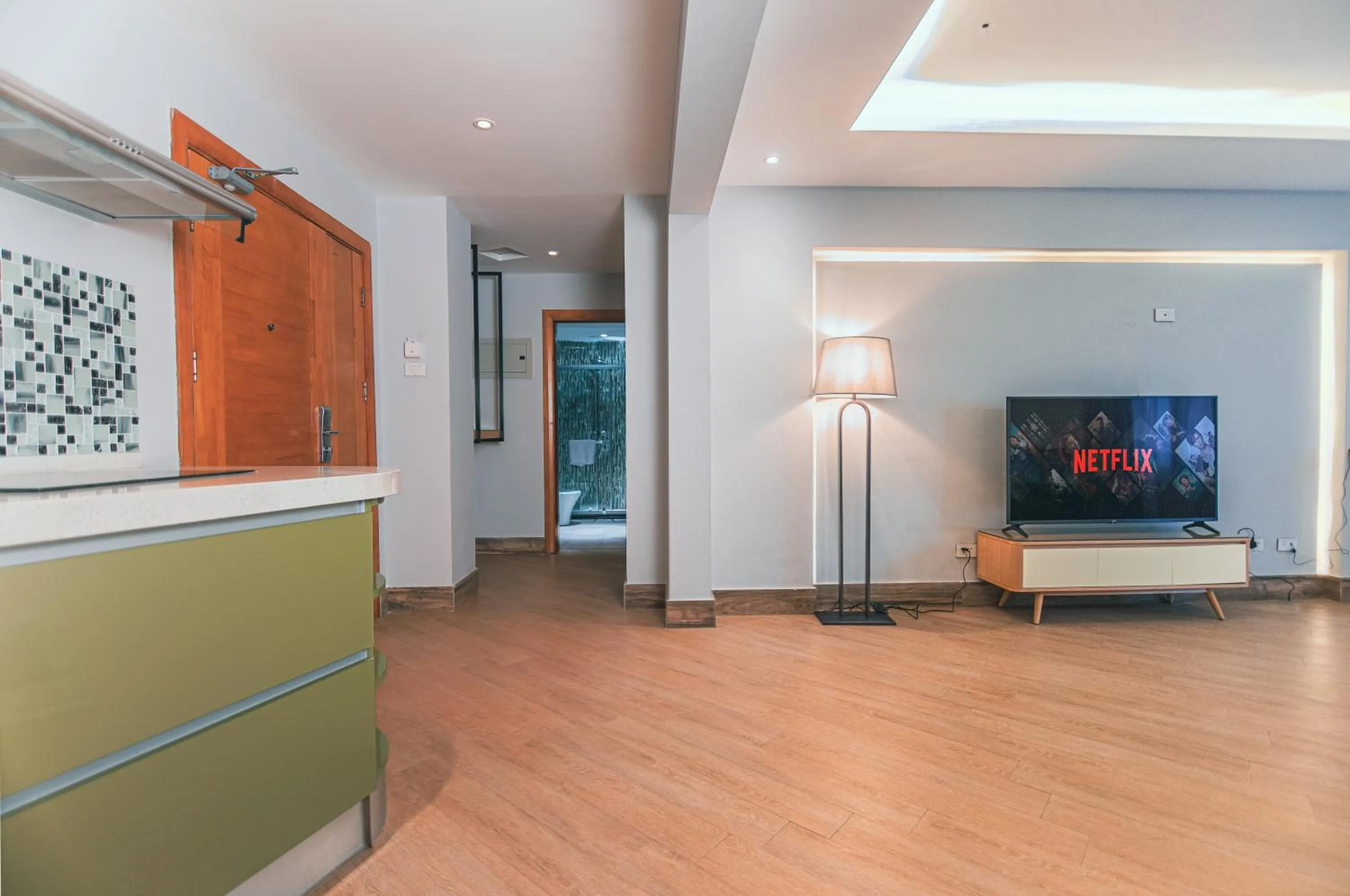Communal lounge/ TV room in The Row Residential Hotel
