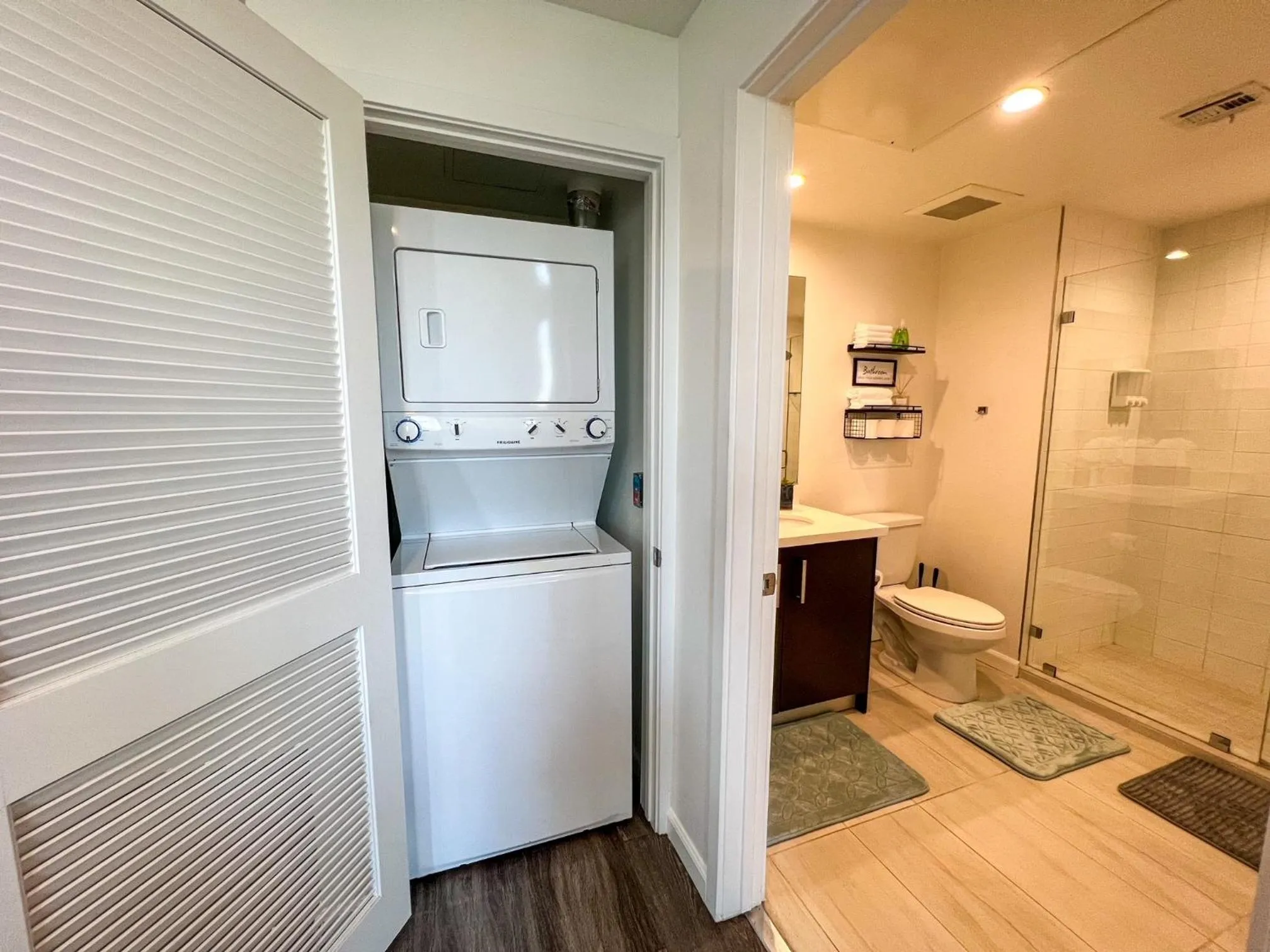 Shower in Downtown Los Angeles Skyline balcony view Modern Penthouse