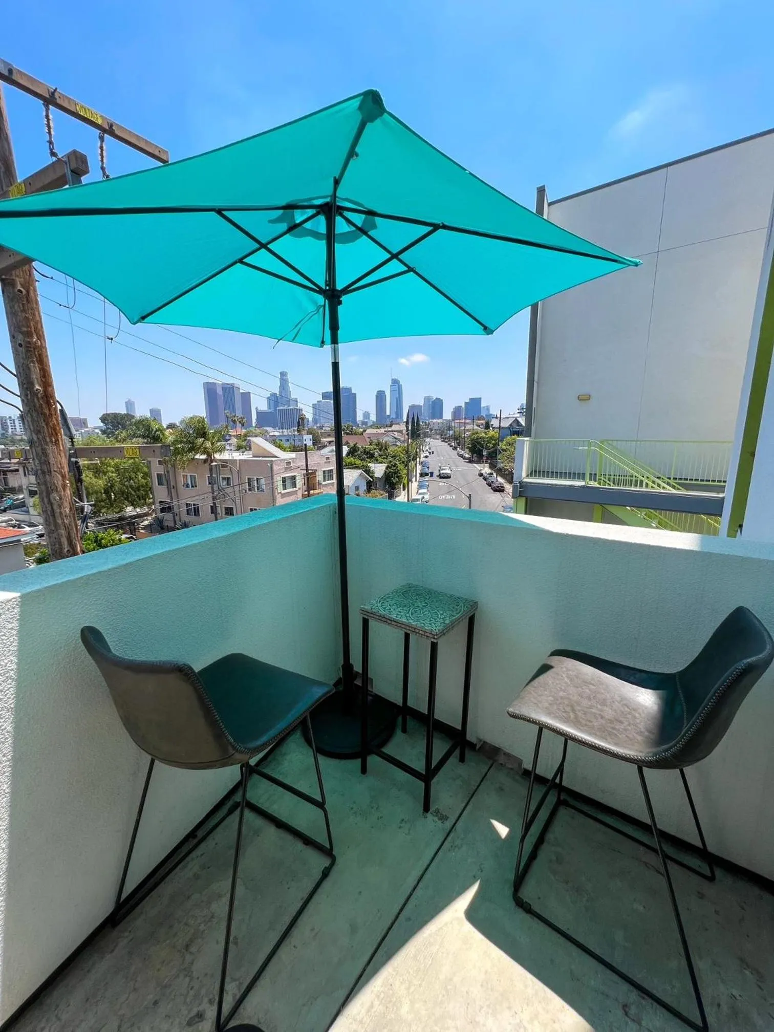 Patio in Downtown Los Angeles Skyline balcony view Modern Penthouse