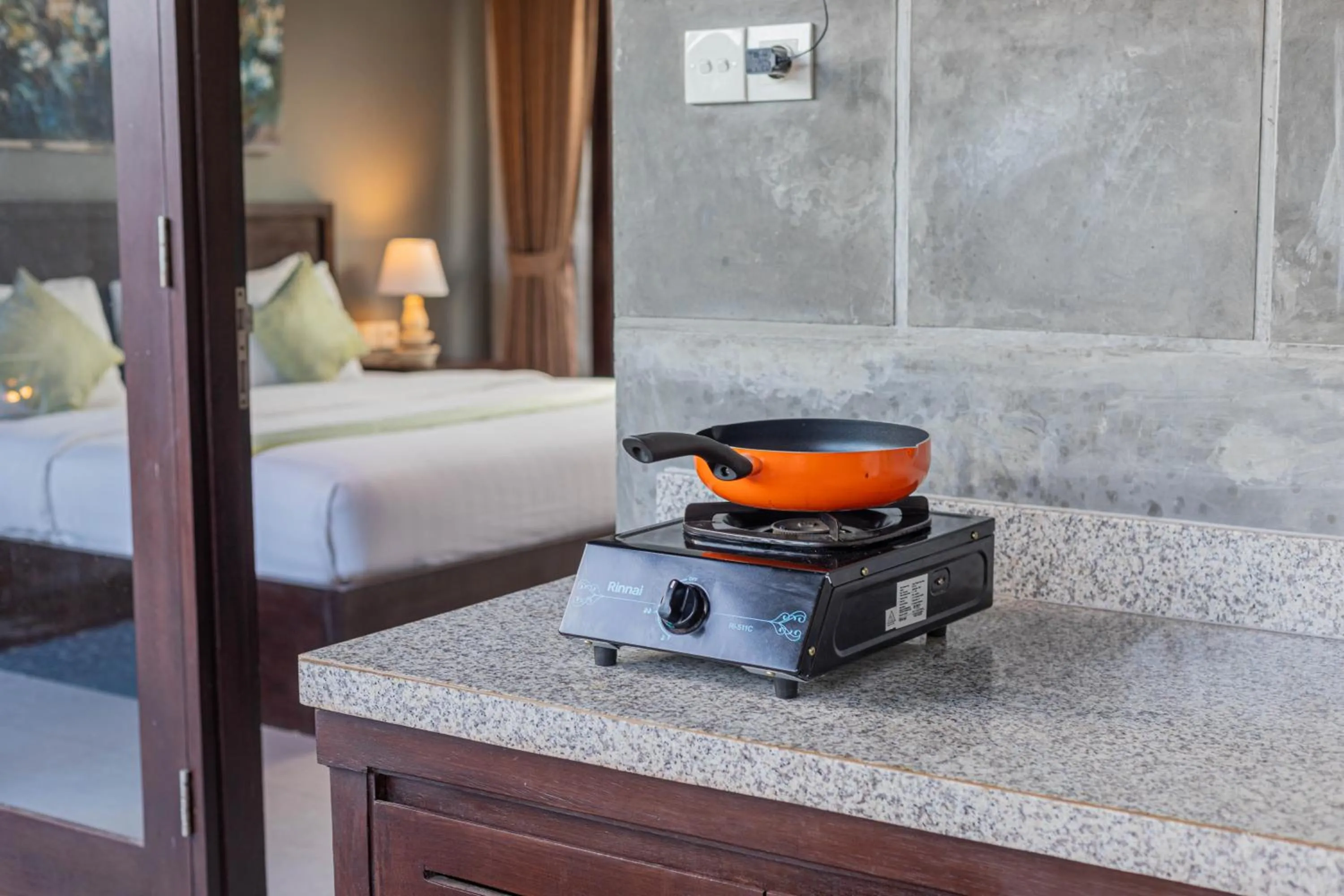 Kitchen or kitchenette, Bed in ME Villa Pererenan