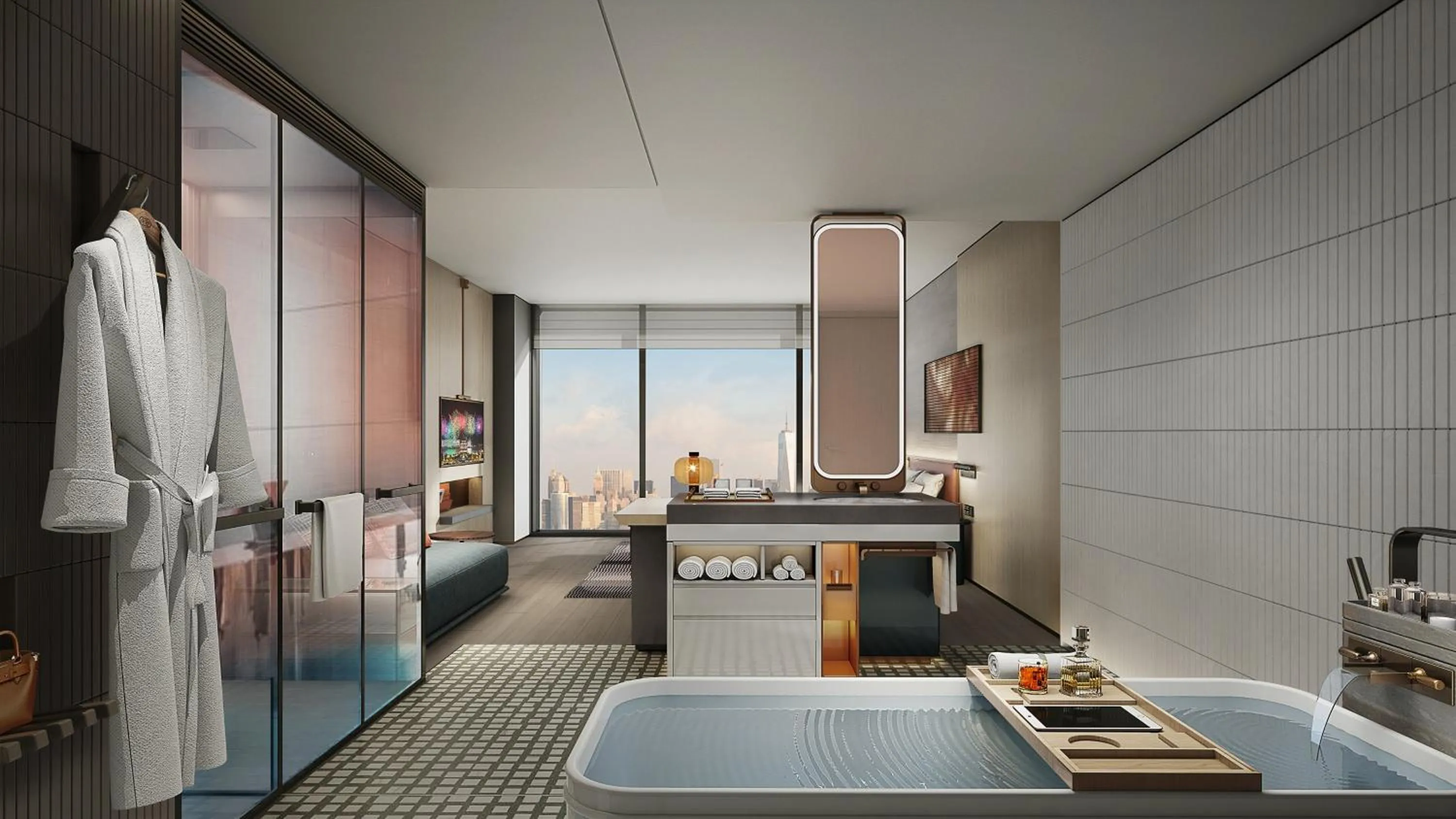 Bathroom, Bed in Hotel Indigo Changsha Meixi Lake