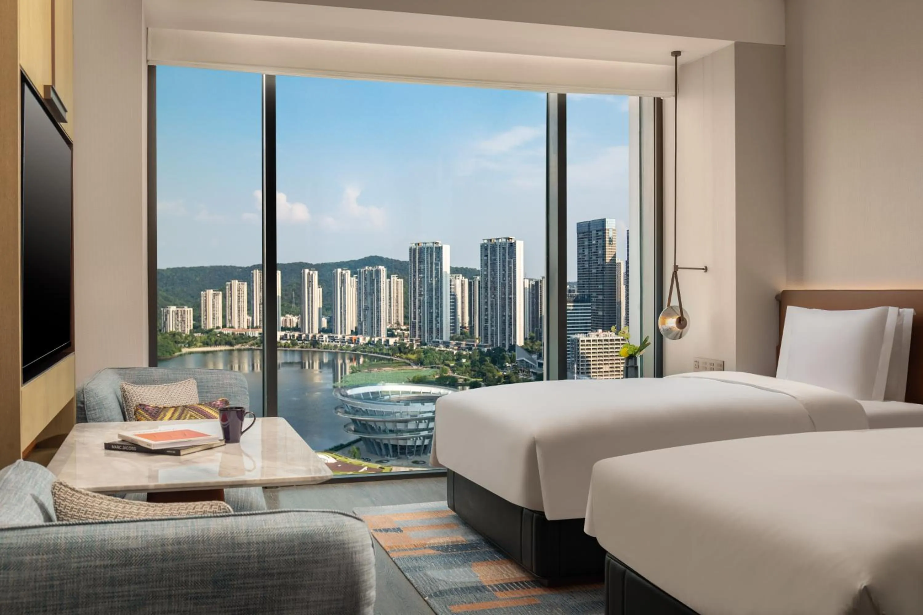 View (from property/room), Bed in Hotel Indigo Changsha Meixi Lake