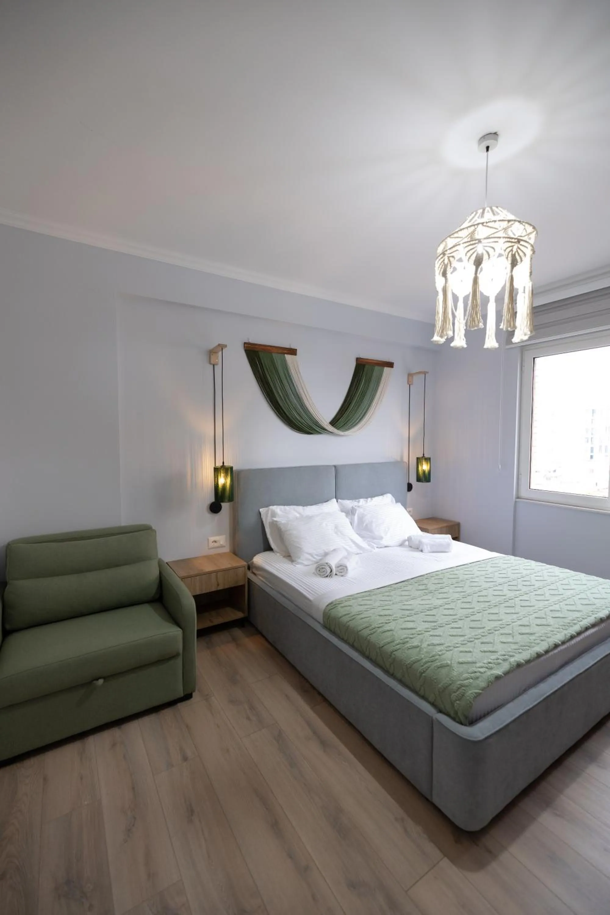 Bedroom, Bed in Boho Central Apartment