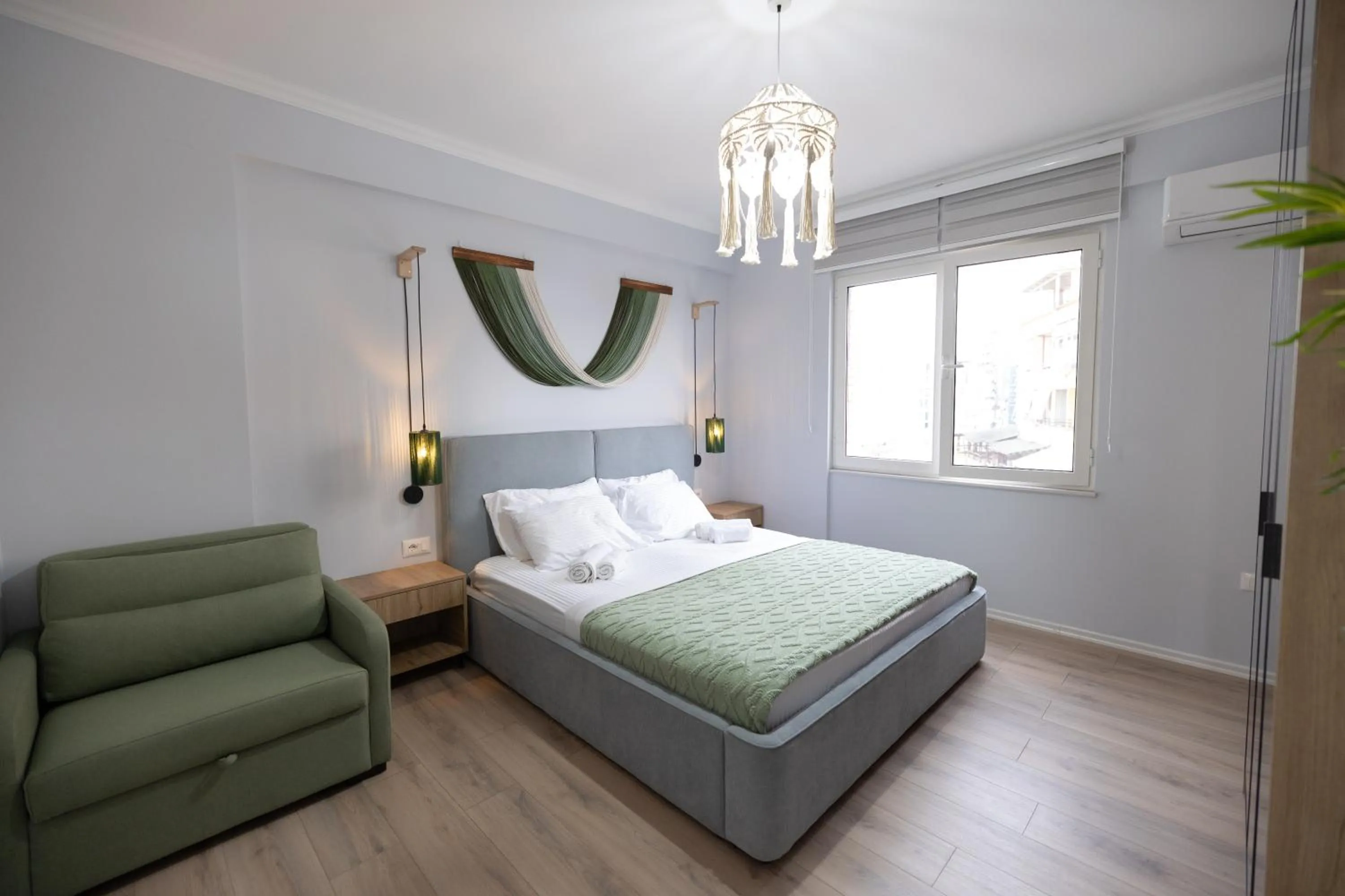 Bedroom, Bed in Boho Central Apartment