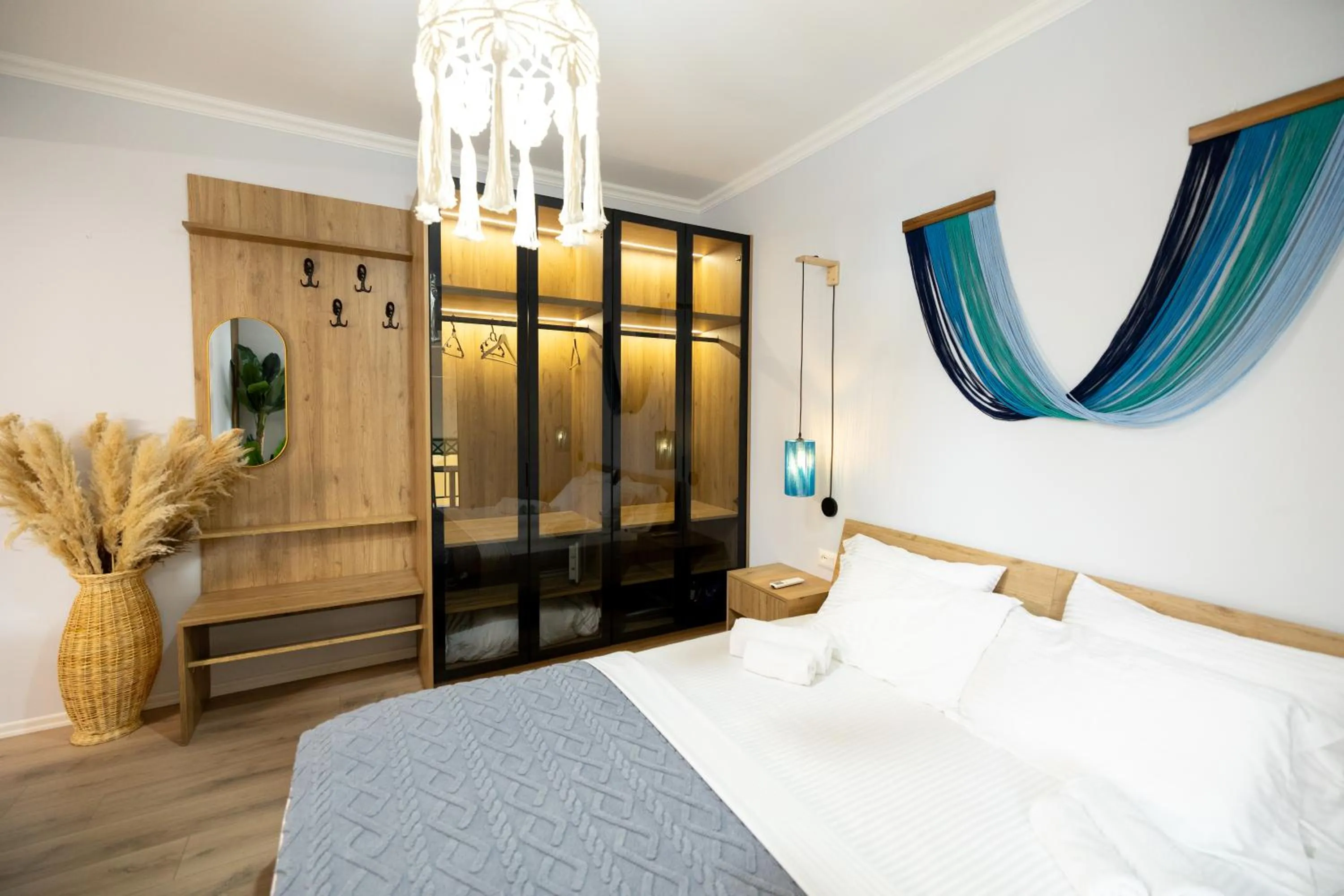 Bedroom, Bed in Boho Central Apartment