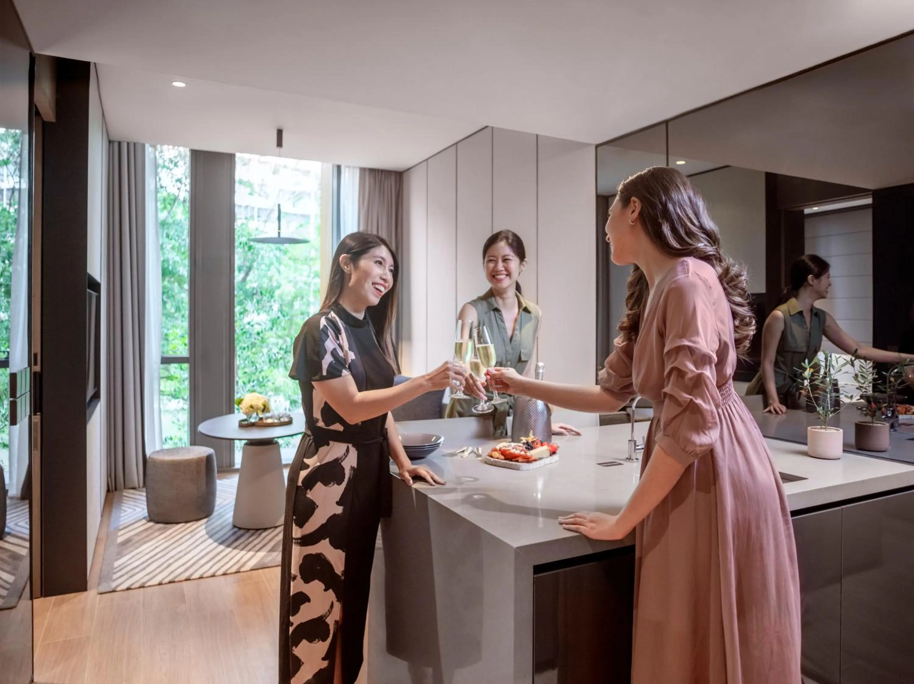 Living room in Fraser Residence River Promenade, Singapore