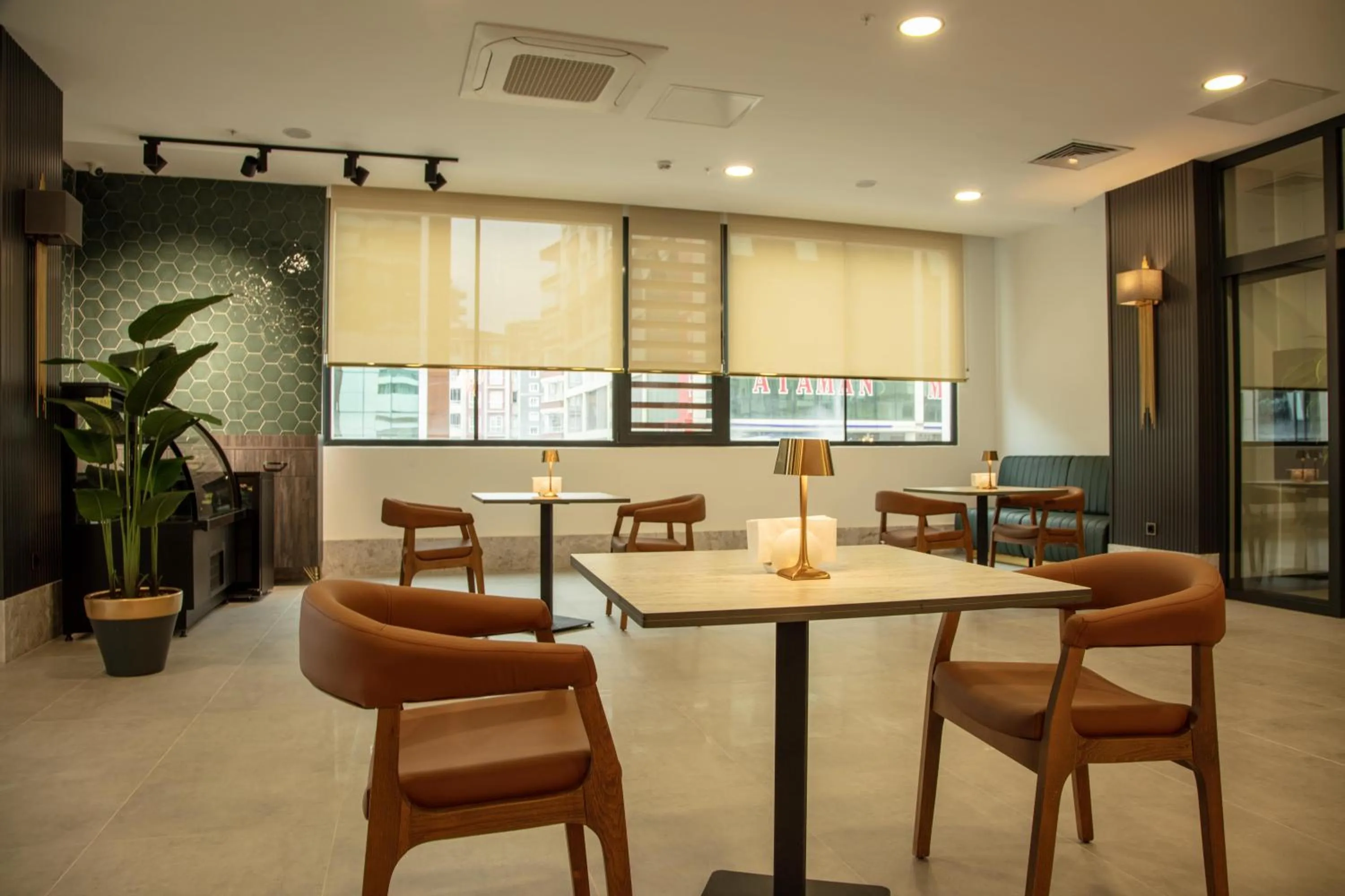 Seating area in V Center Hotel