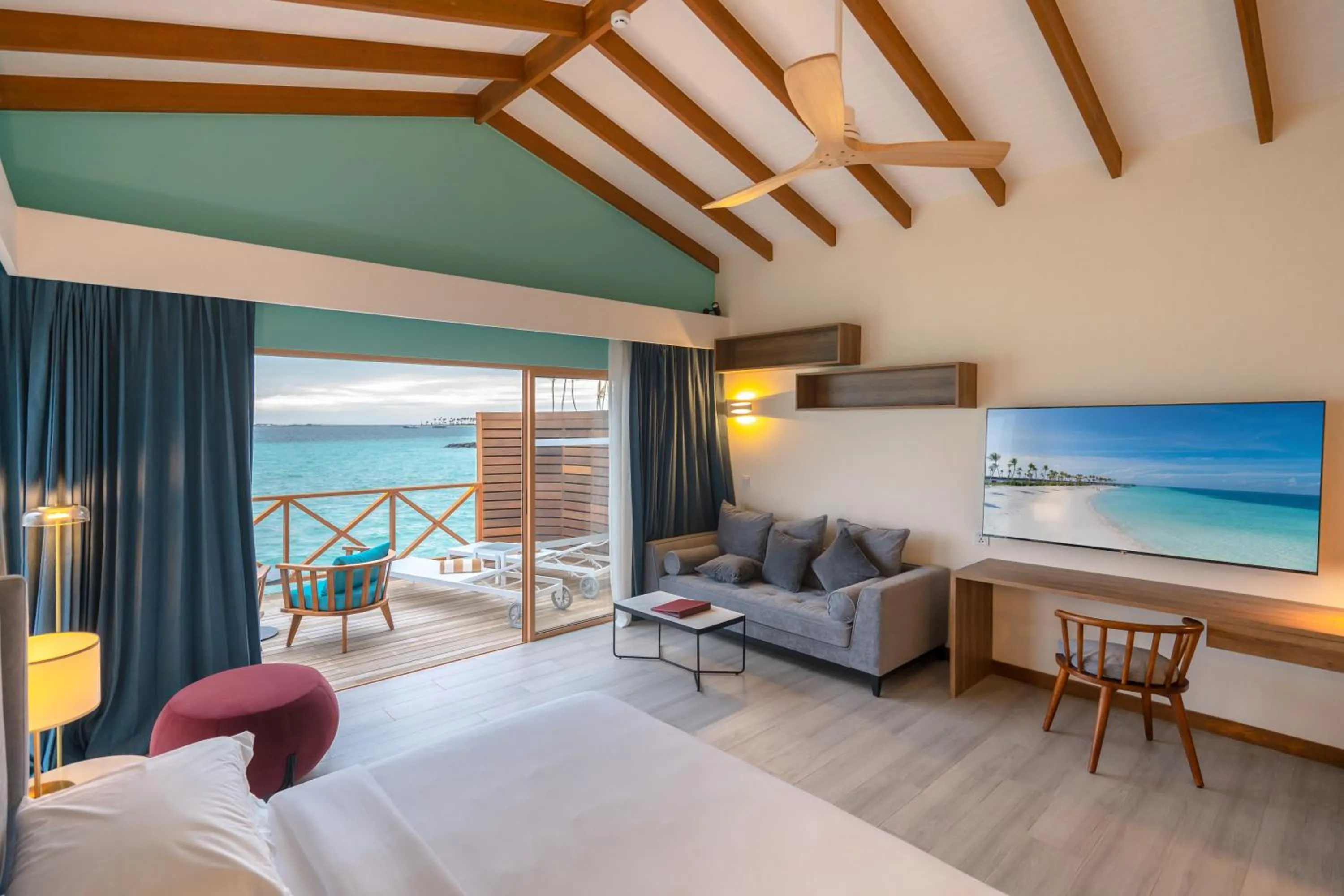Bedroom, Bed in Joy Island Maldives All Inclusive Resort
