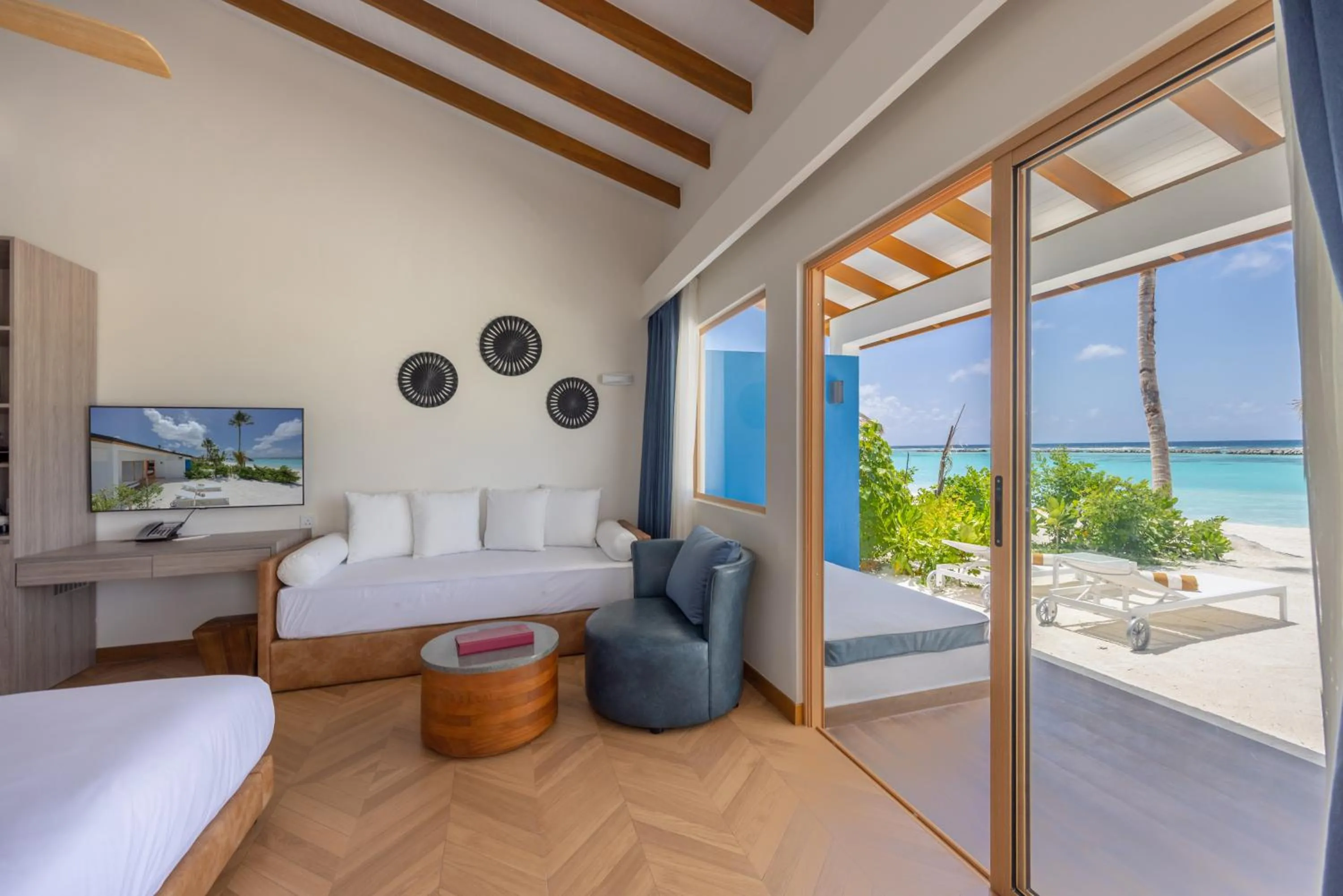 View (from property/room), Bed in Joy Island Maldives All Inclusive Resort