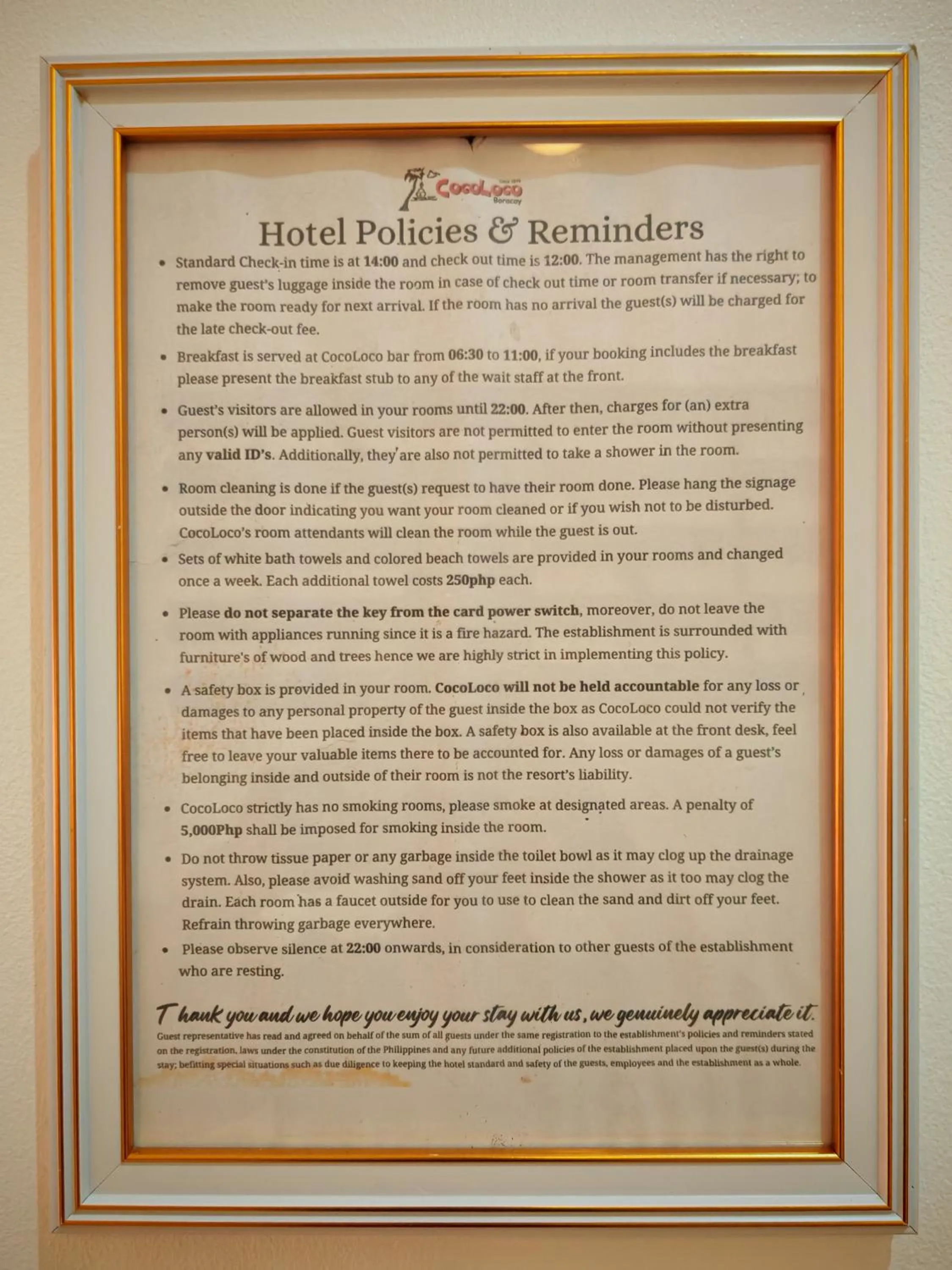 Text overlay in Cocoloco Beach Resort