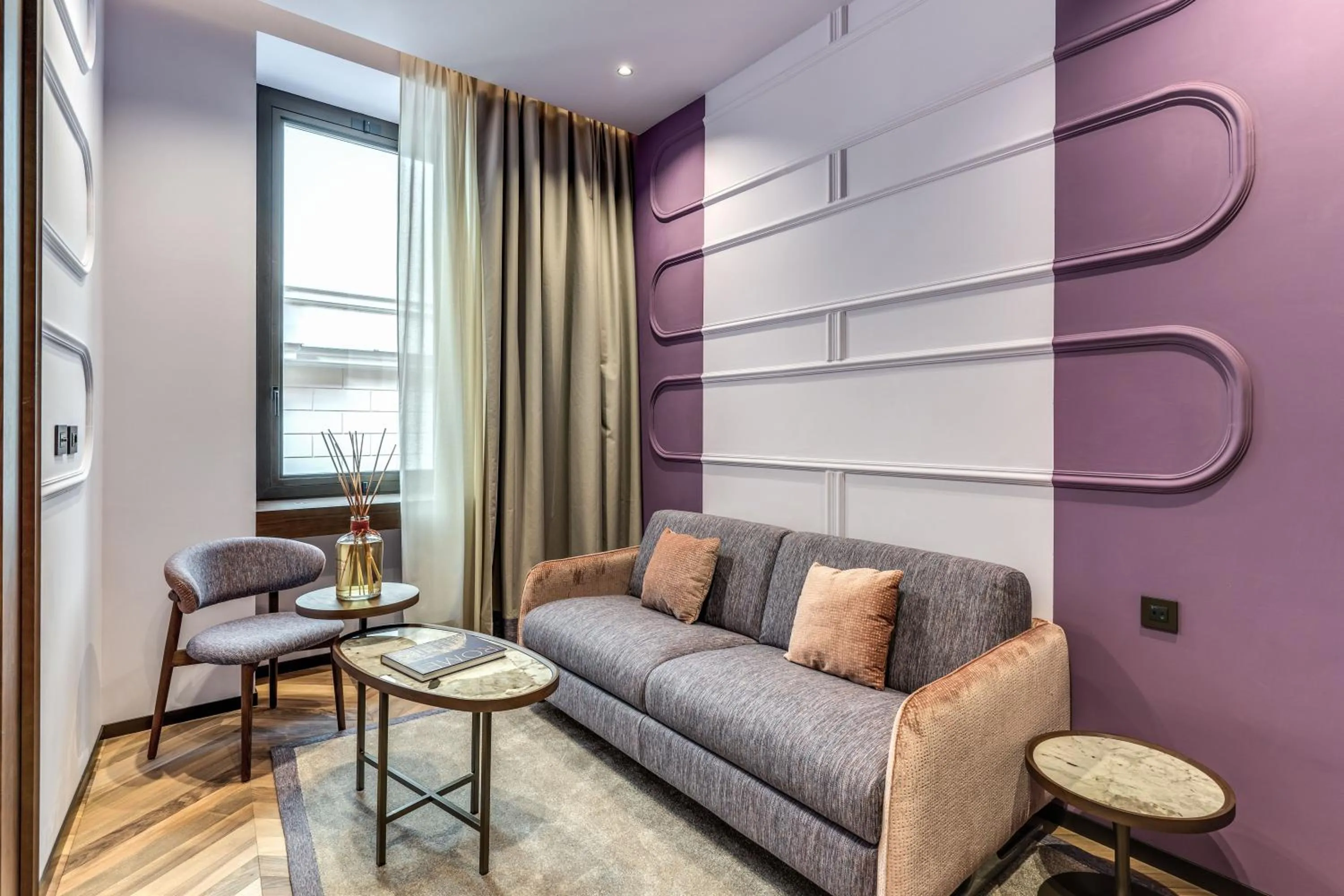 Seating area in THE STEPS Hotel - by Eitch Collection