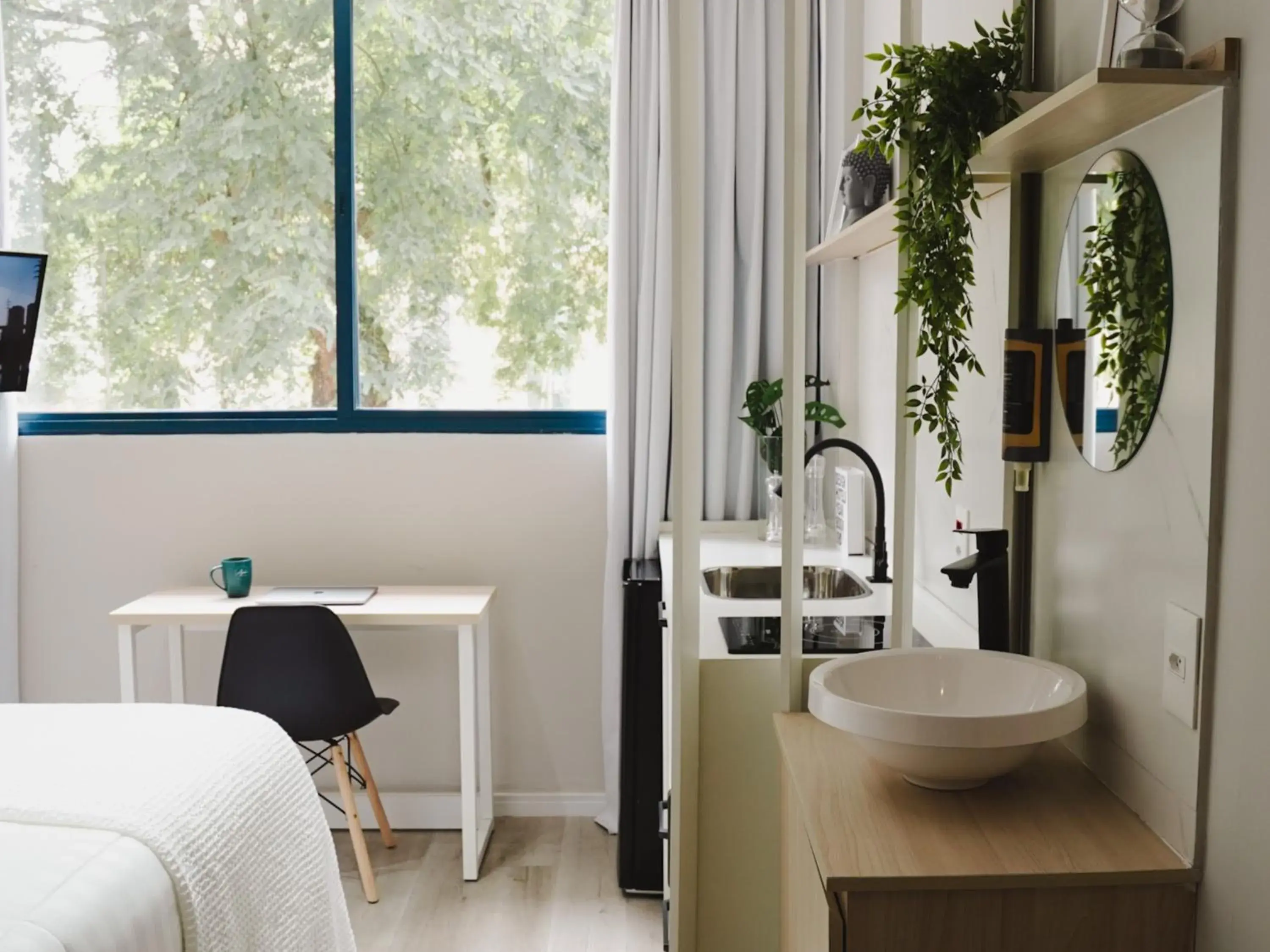 Bird's eye view, Bed in Apê Metrô Paraíso Bird's eye view, Bed in Apê Metrô Paraíso