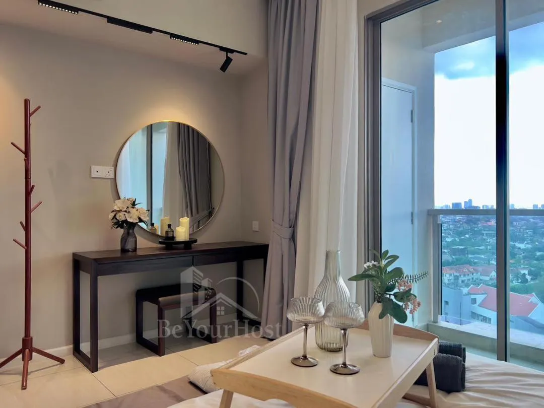 Balcony/Terrace, Bed in Dorsett Residences Sri Hartamas (Kuala Lumpur)