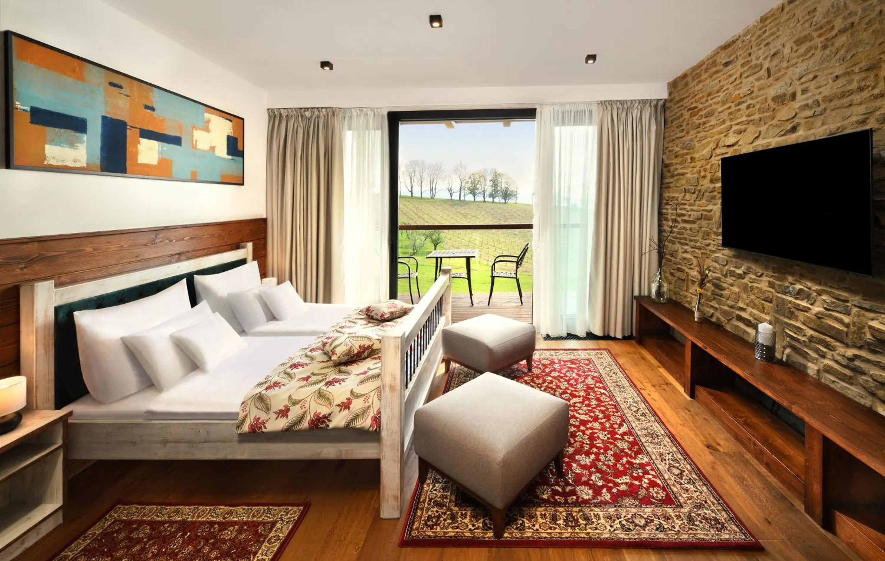 Seating area, Bed in Castle Distillery