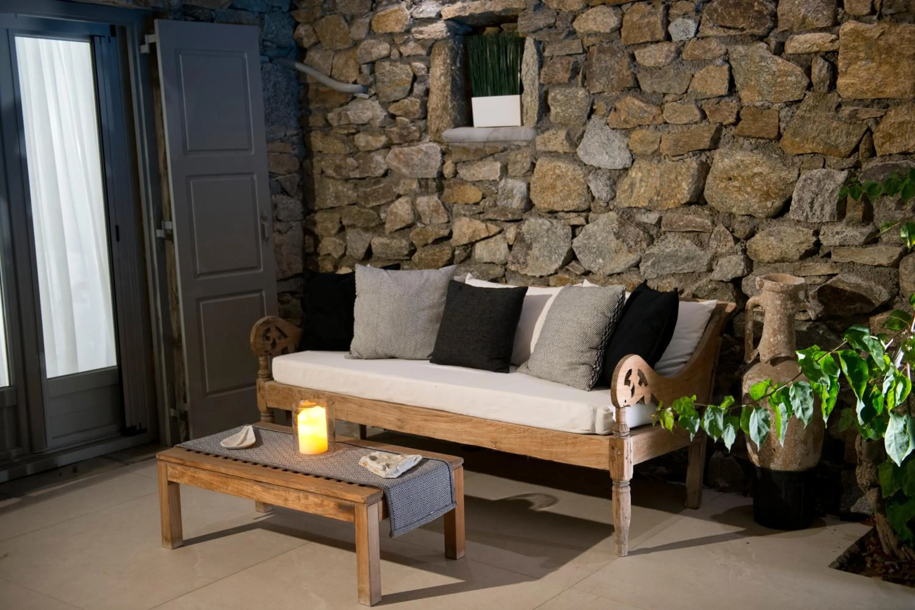 Seating area in Thalasses Villas