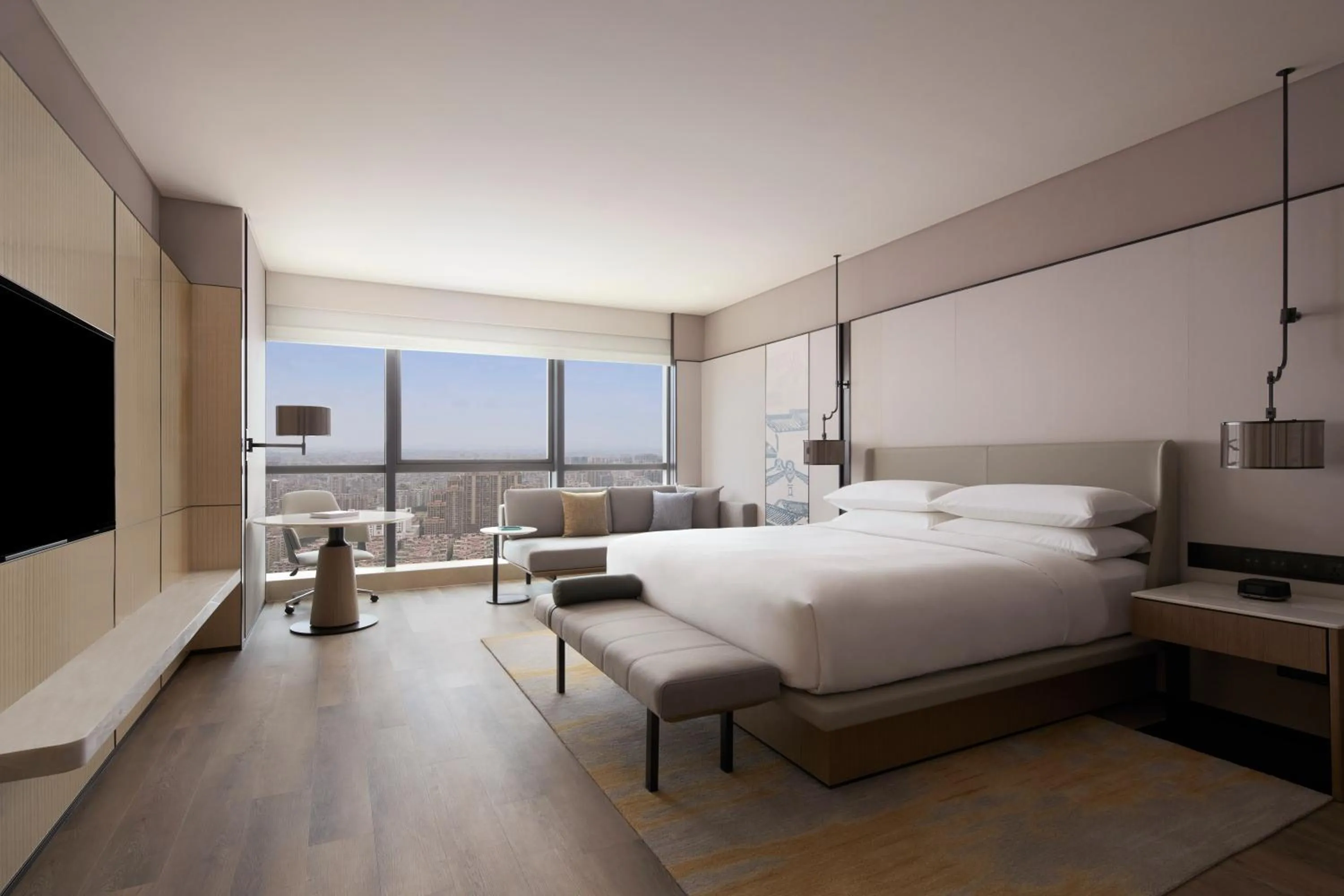 Bed in Shantou Marriott Hotel