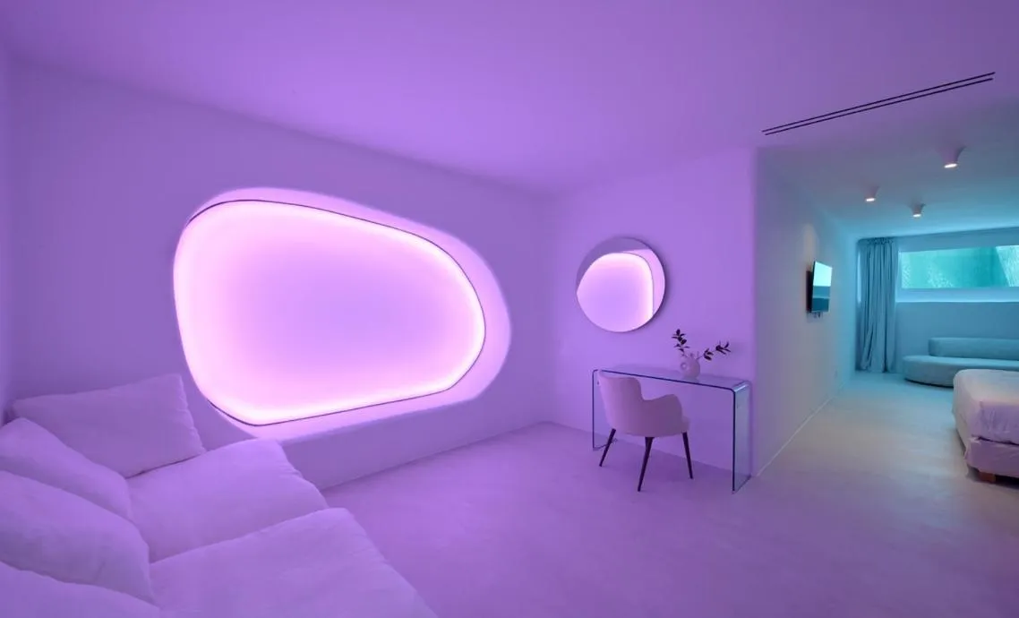 Living room, Bed in Million Stars Mykonos