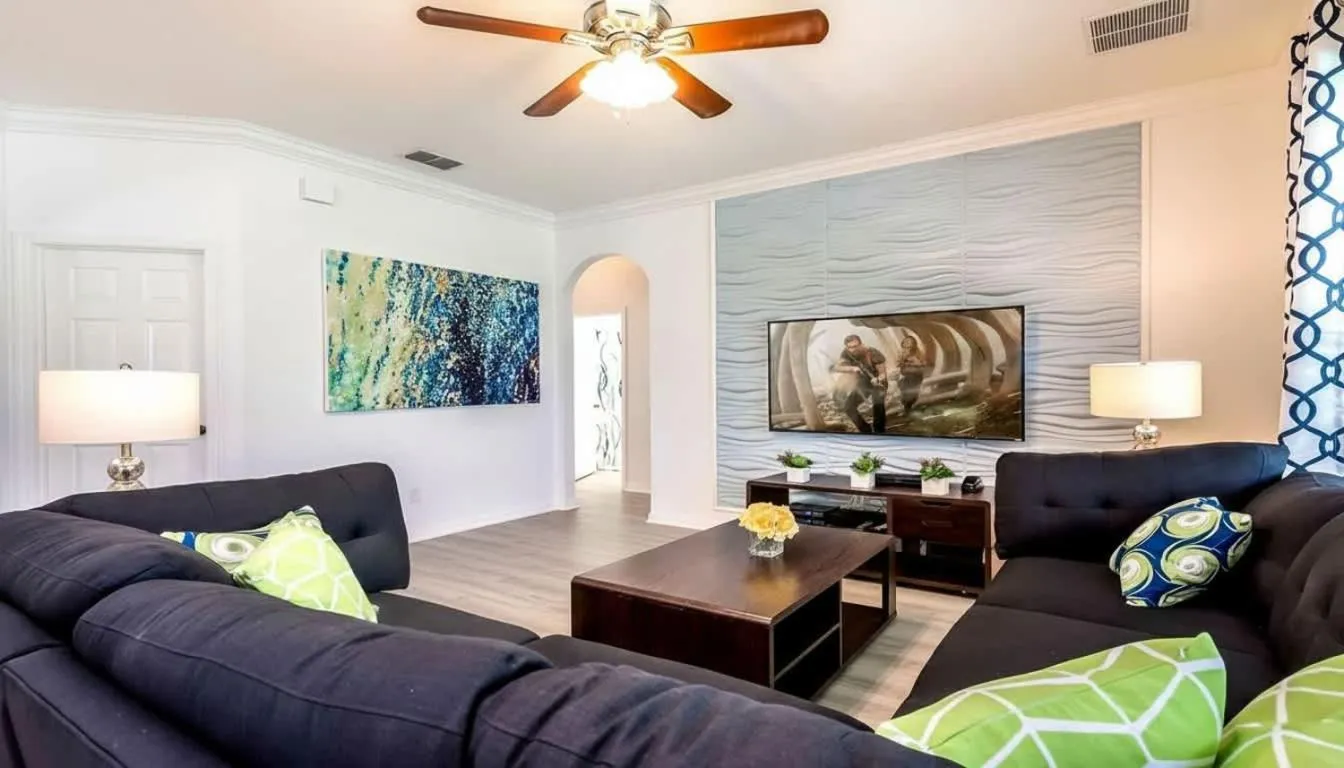 Living room in No Rear Neighbor 6BR Private Pool/Spa Near Disney