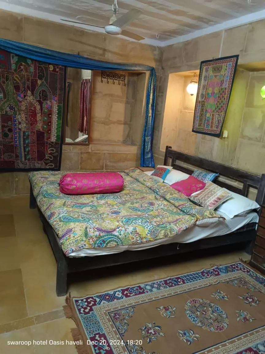 Bed in Hotel Oasis Haveli Jaisalmer