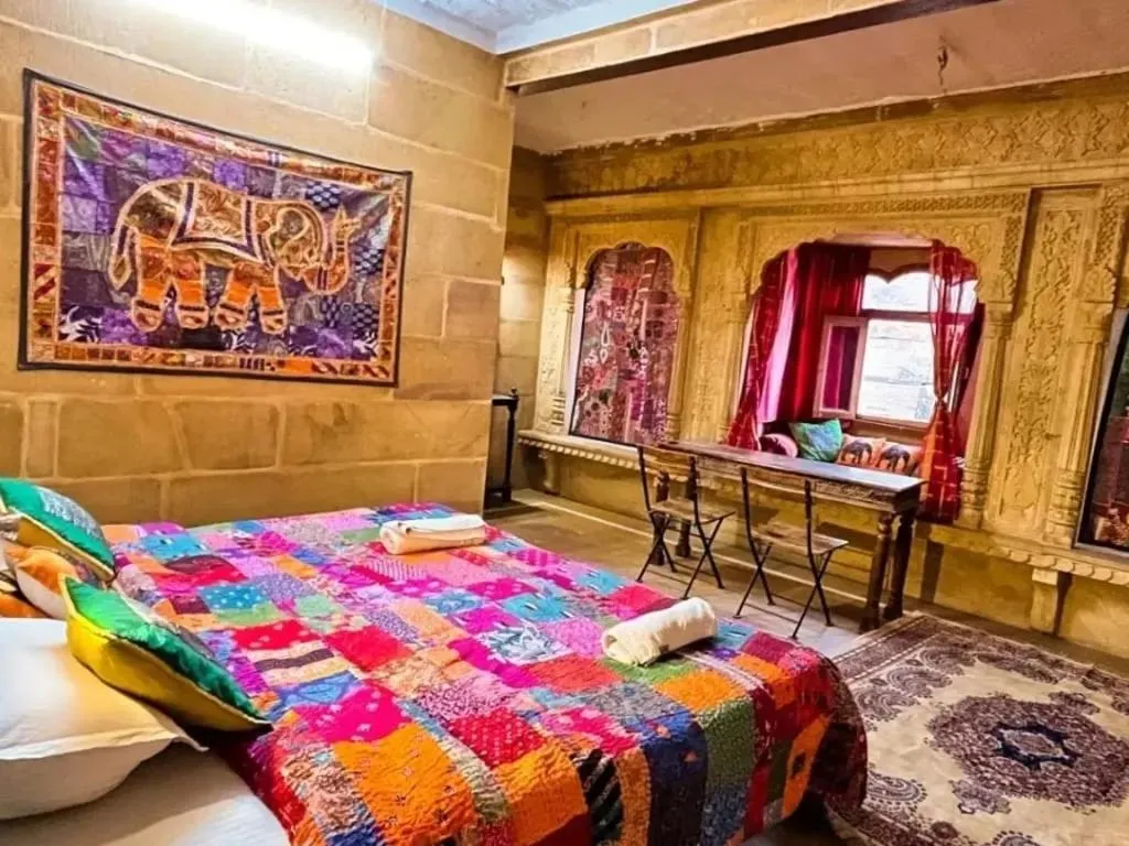 Bed in Hotel Oasis Haveli Jaisalmer