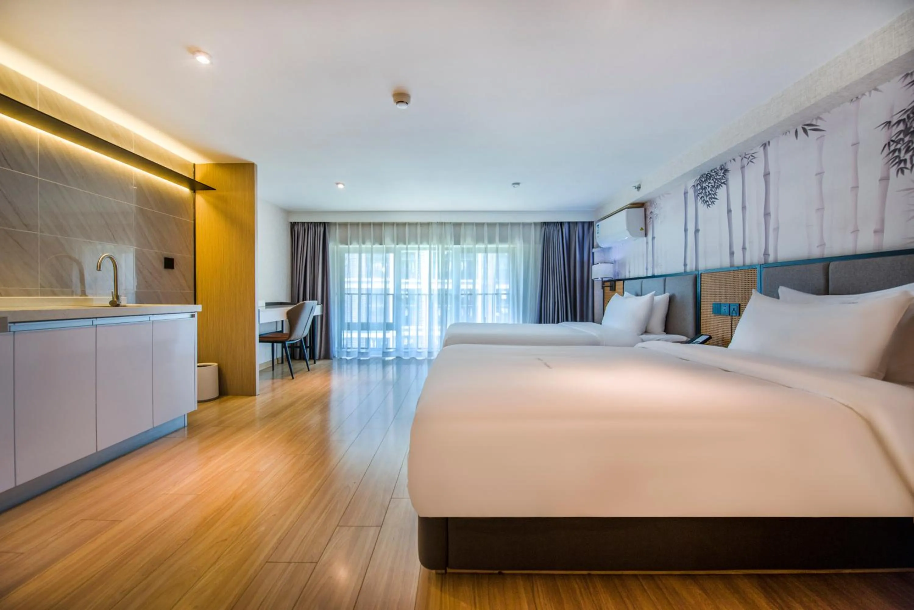 Bed in Baytop Living of Guangzhou Drimin House Hotel - Canton Fair Free Shuttle Bus