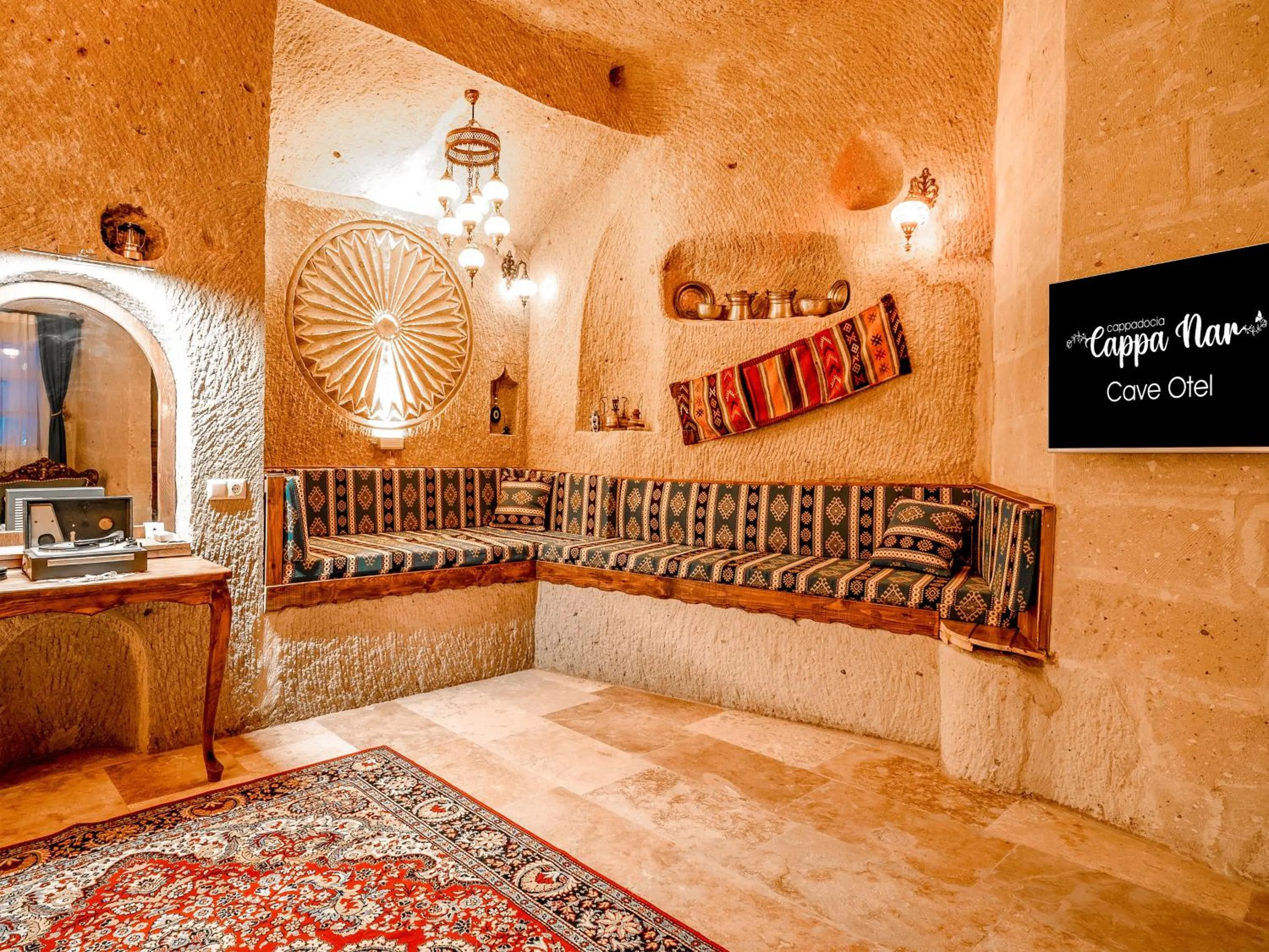 Seating area in Cappanar Cave Hotel