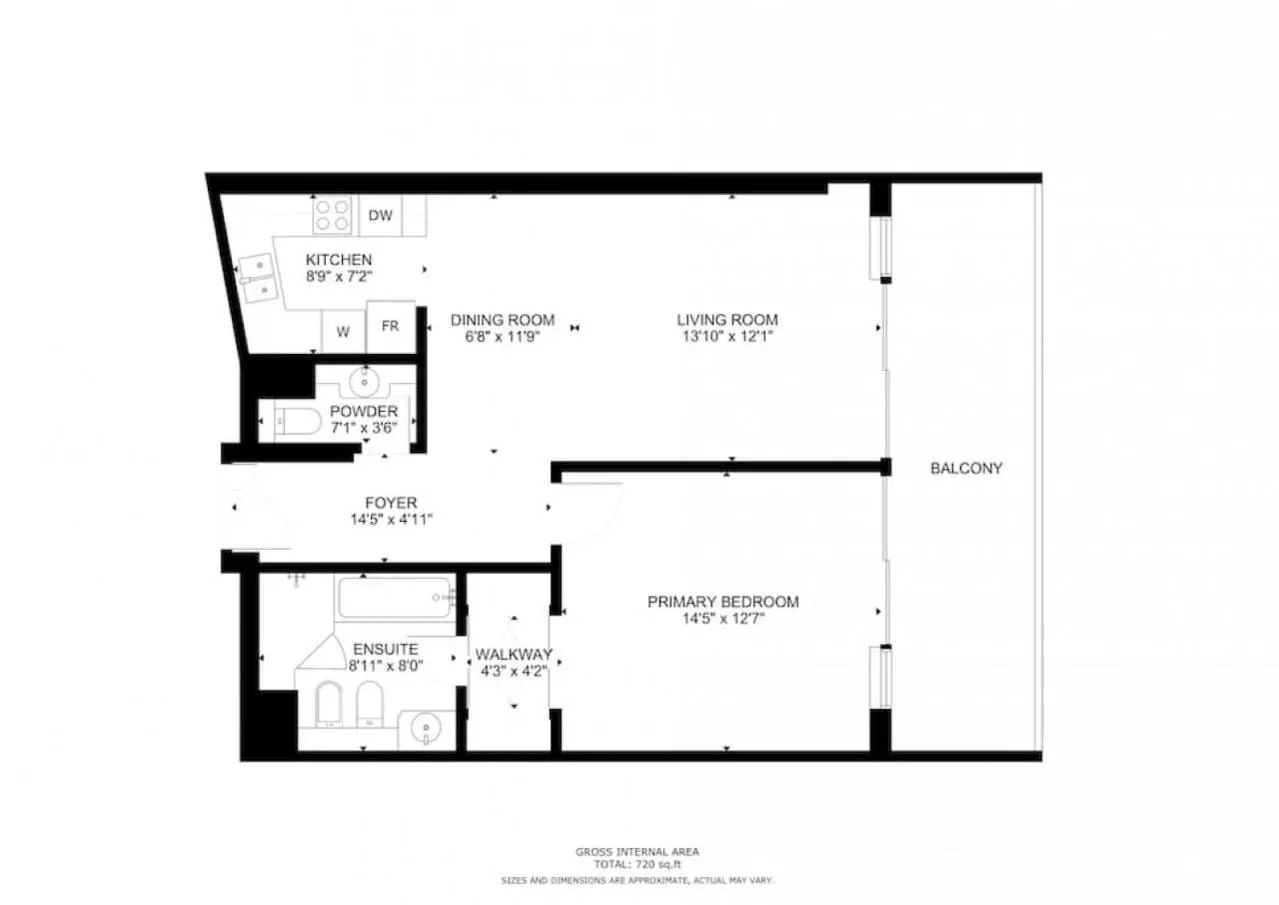 Floor plan in Vacationer Holiday Homes I Gorgeous One Bedroom I Ocean Heights