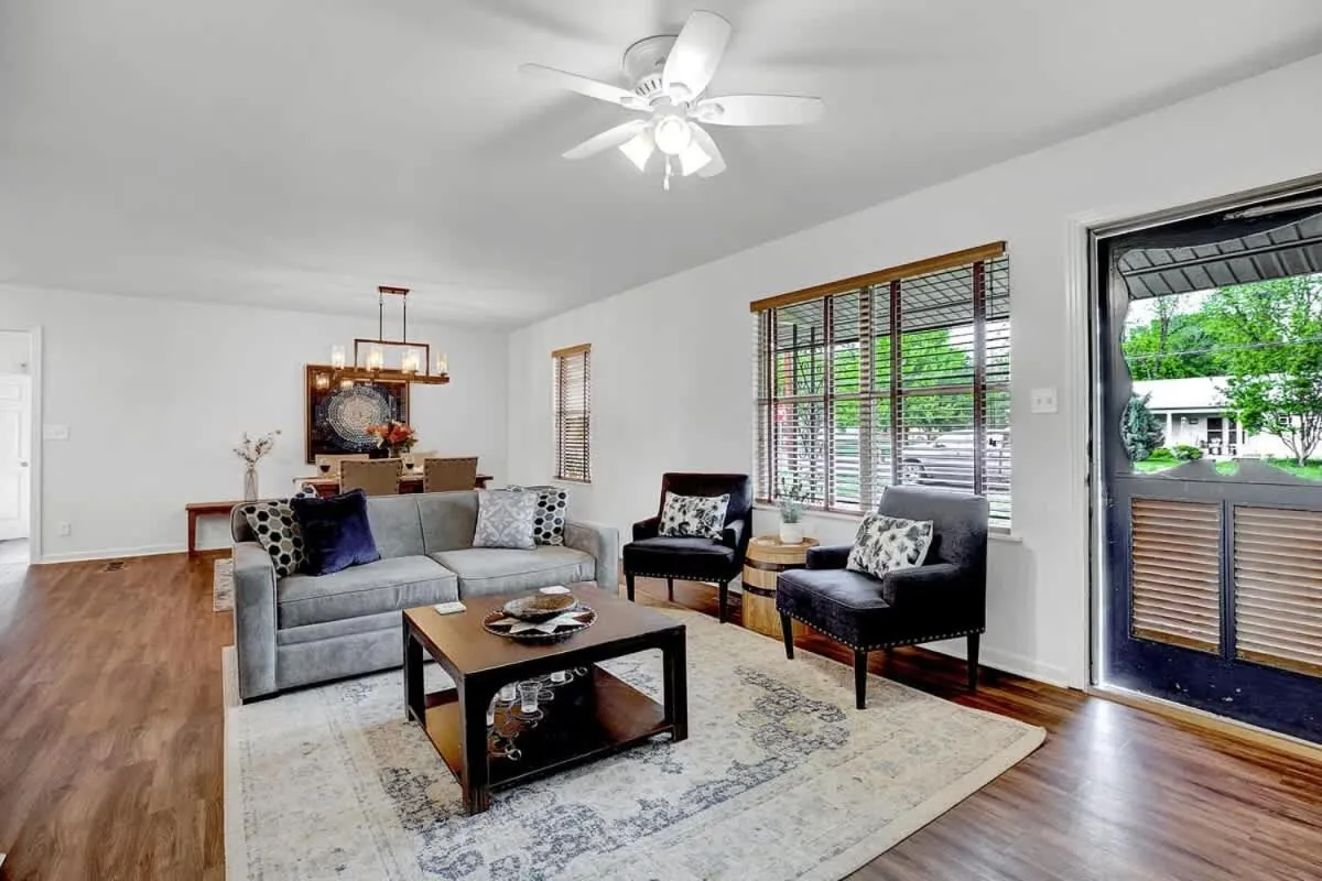 Living room in Gorgeous Bluebonnet House with Deck and Fire Pit