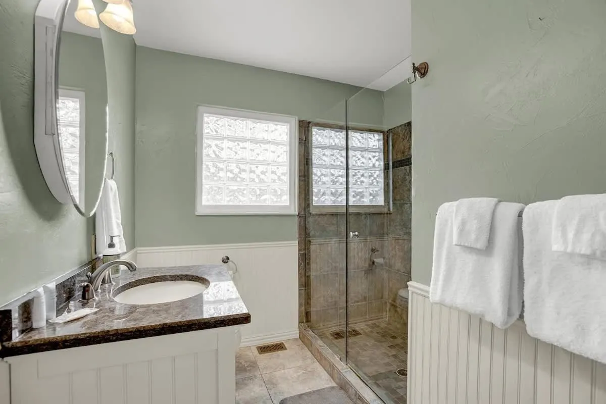 Bathroom in Gorgeous Bluebonnet House with Deck and Fire Pit
