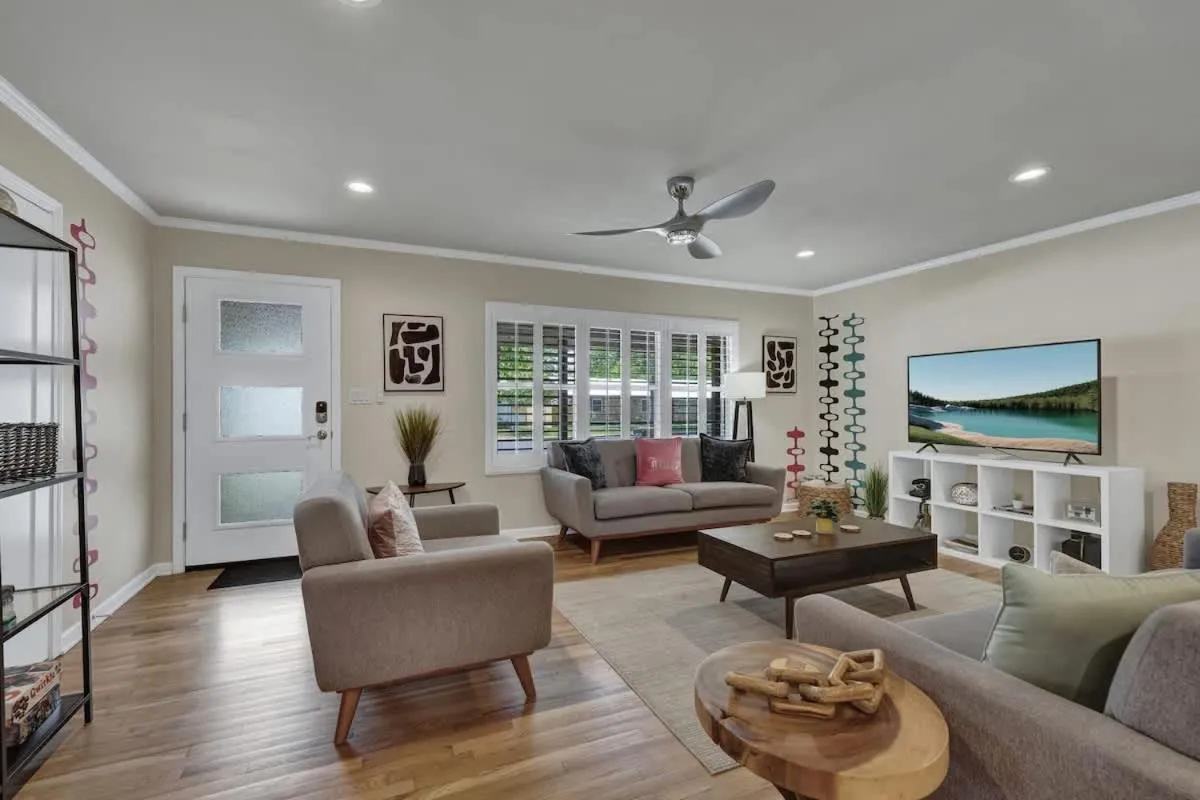 Living room in Luxury Mid Century Charmer Near Historic Main St