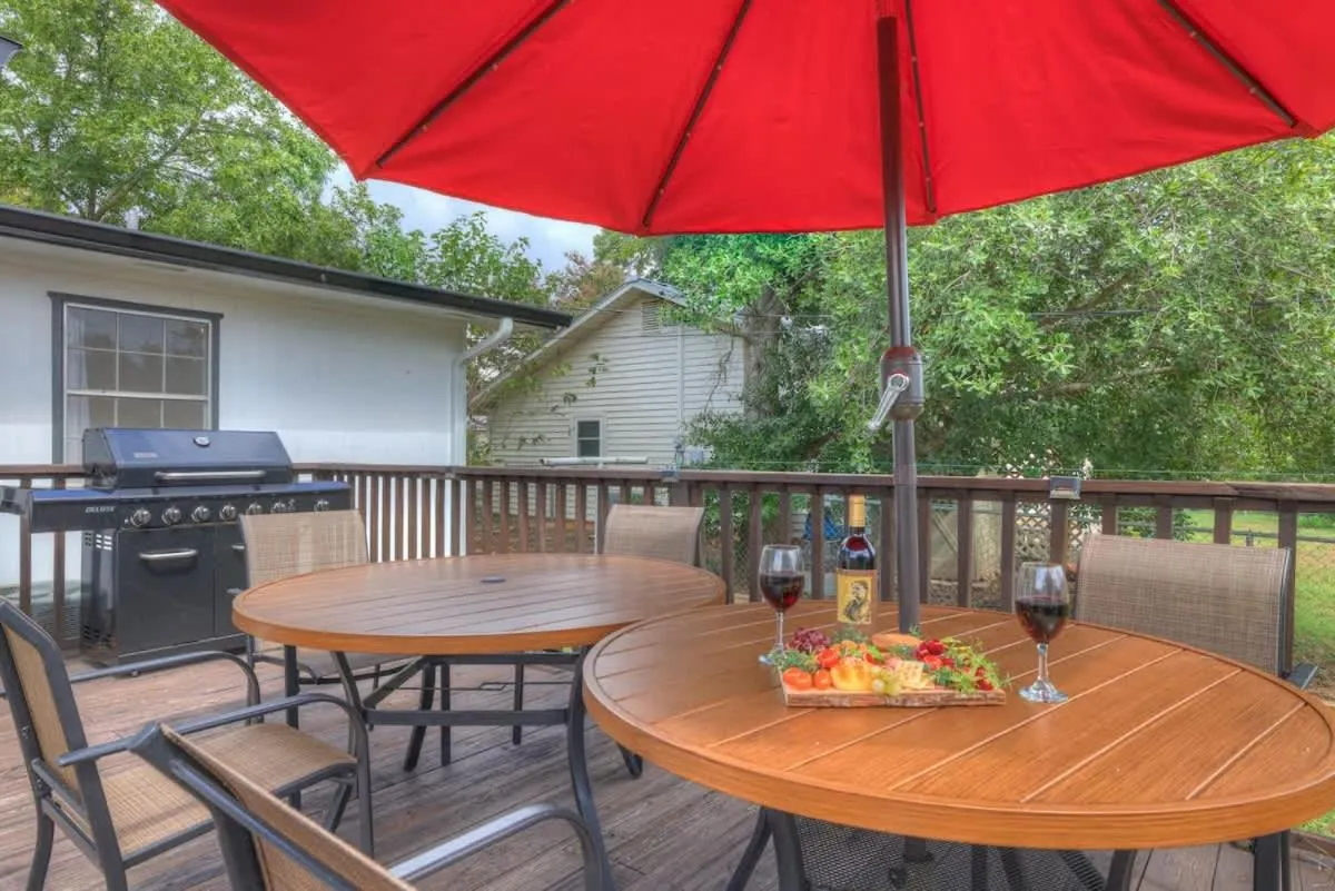 Patio in Elegant and Stylish Glenmoor Abode - 5 min to Town
