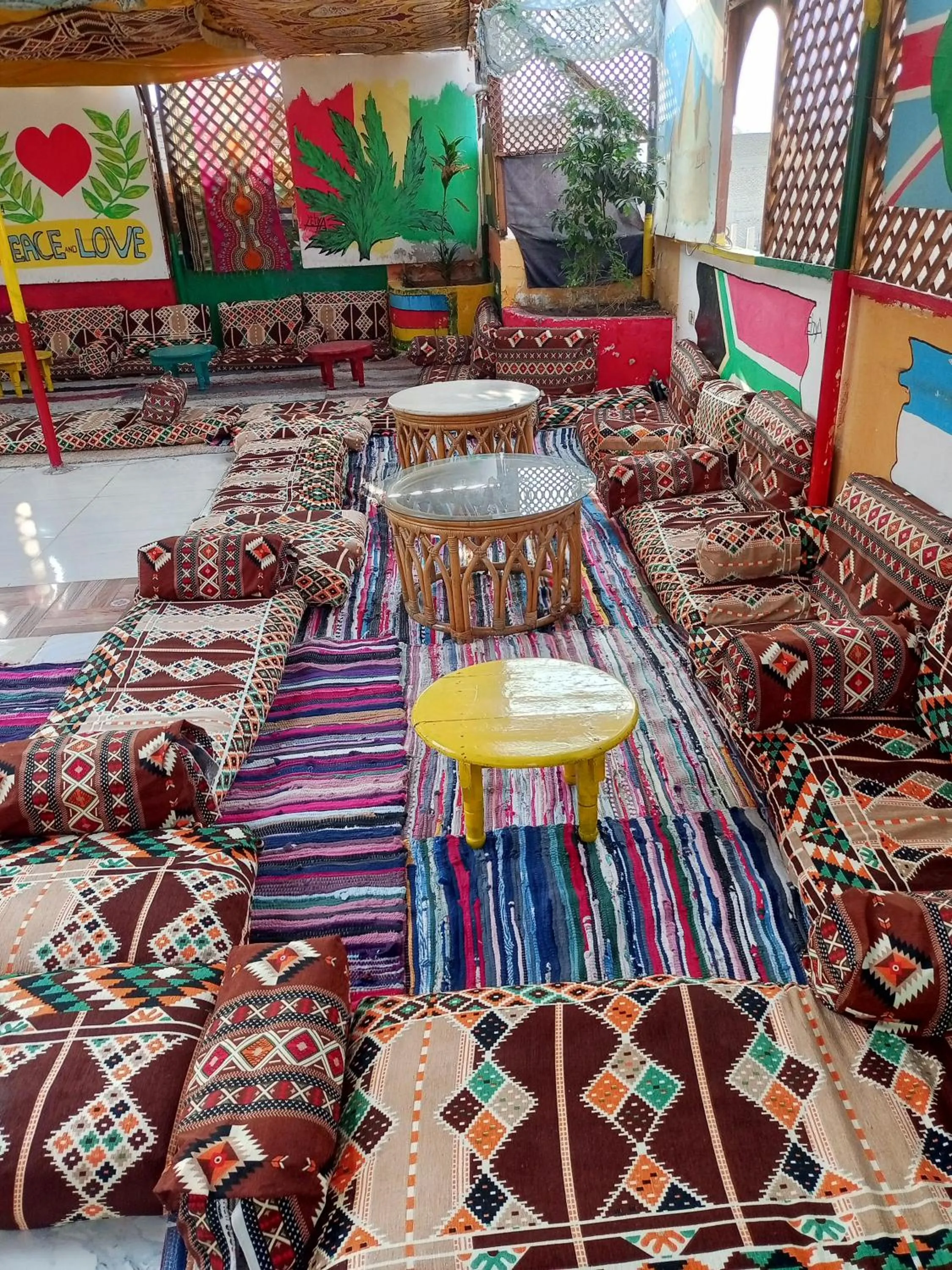 Seating area in Bob Marley Peace hotel luxor