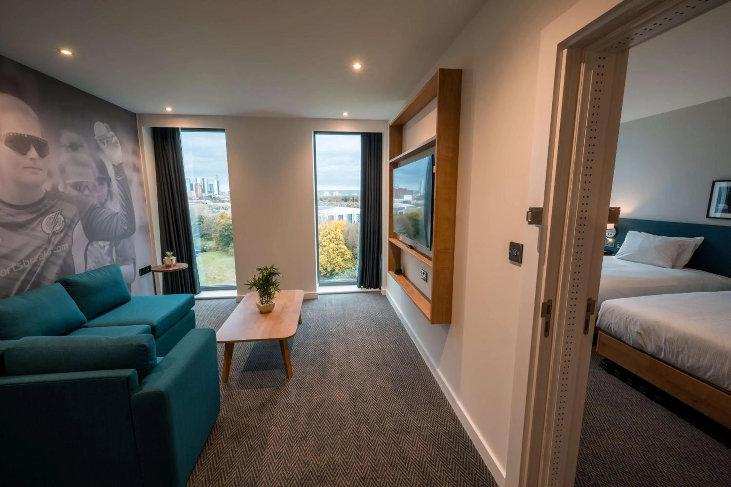 View (from property/room), Bed in Hilton Garden Inn Manchester Emirates Old Trafford