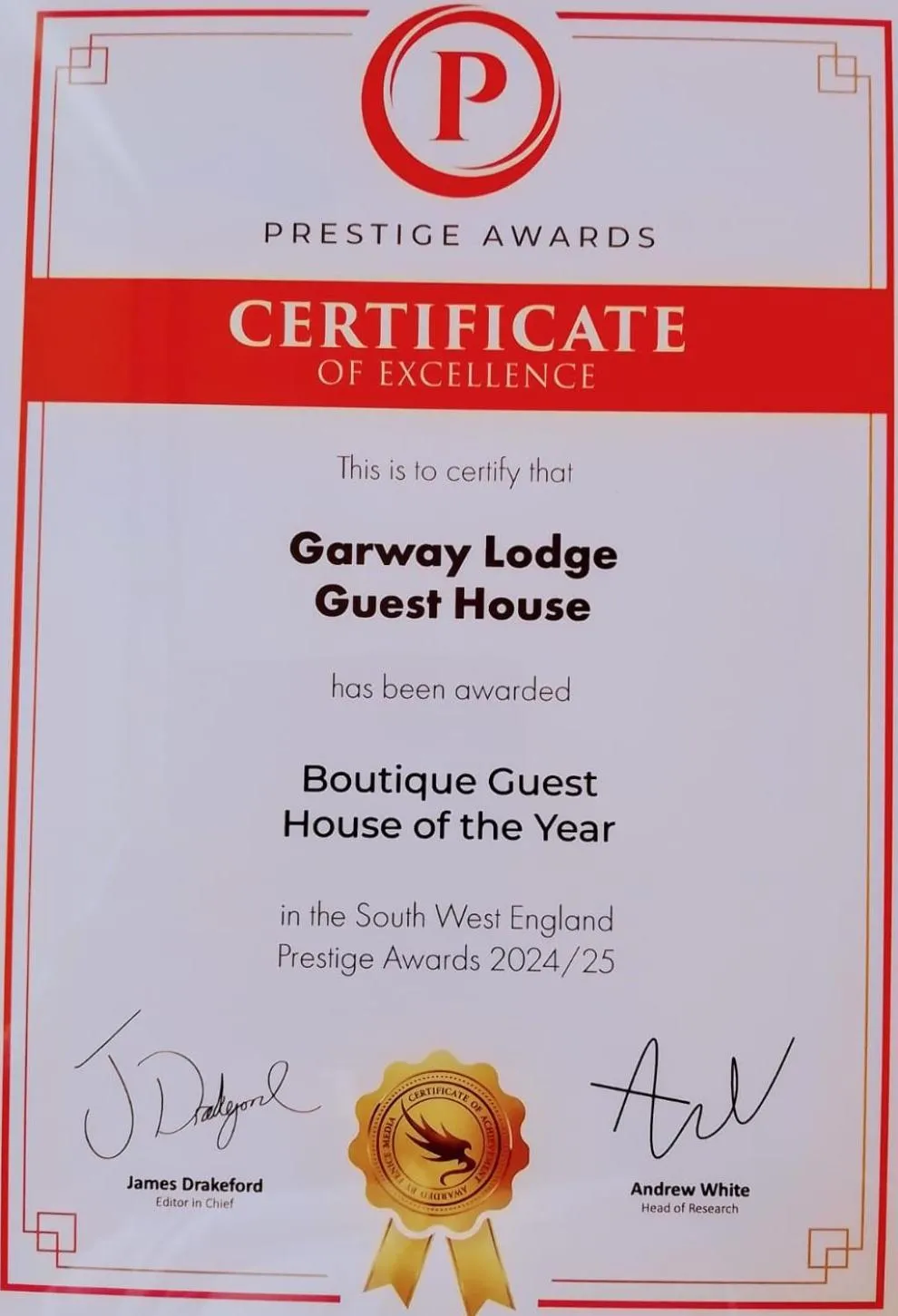 Certificate/Award in The Garway
