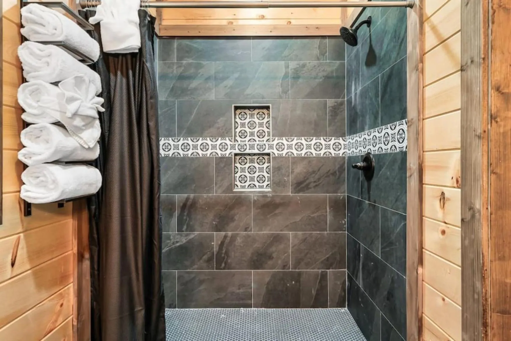 Shower in Tranquil Mountain Getaway By Ghosal Luxury Lodging