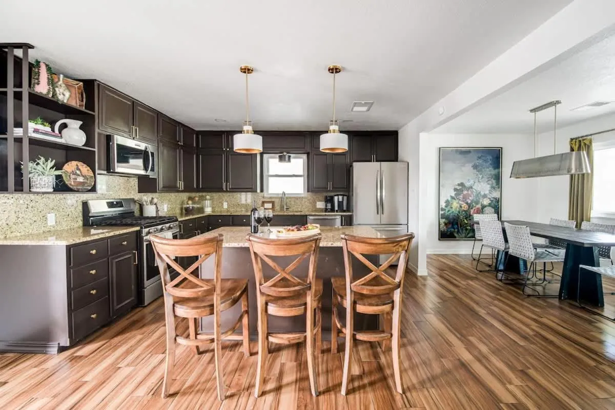 Dining area in Backyard Oasis w/Pool, Hot-Tub, Grill & Fire Pit!